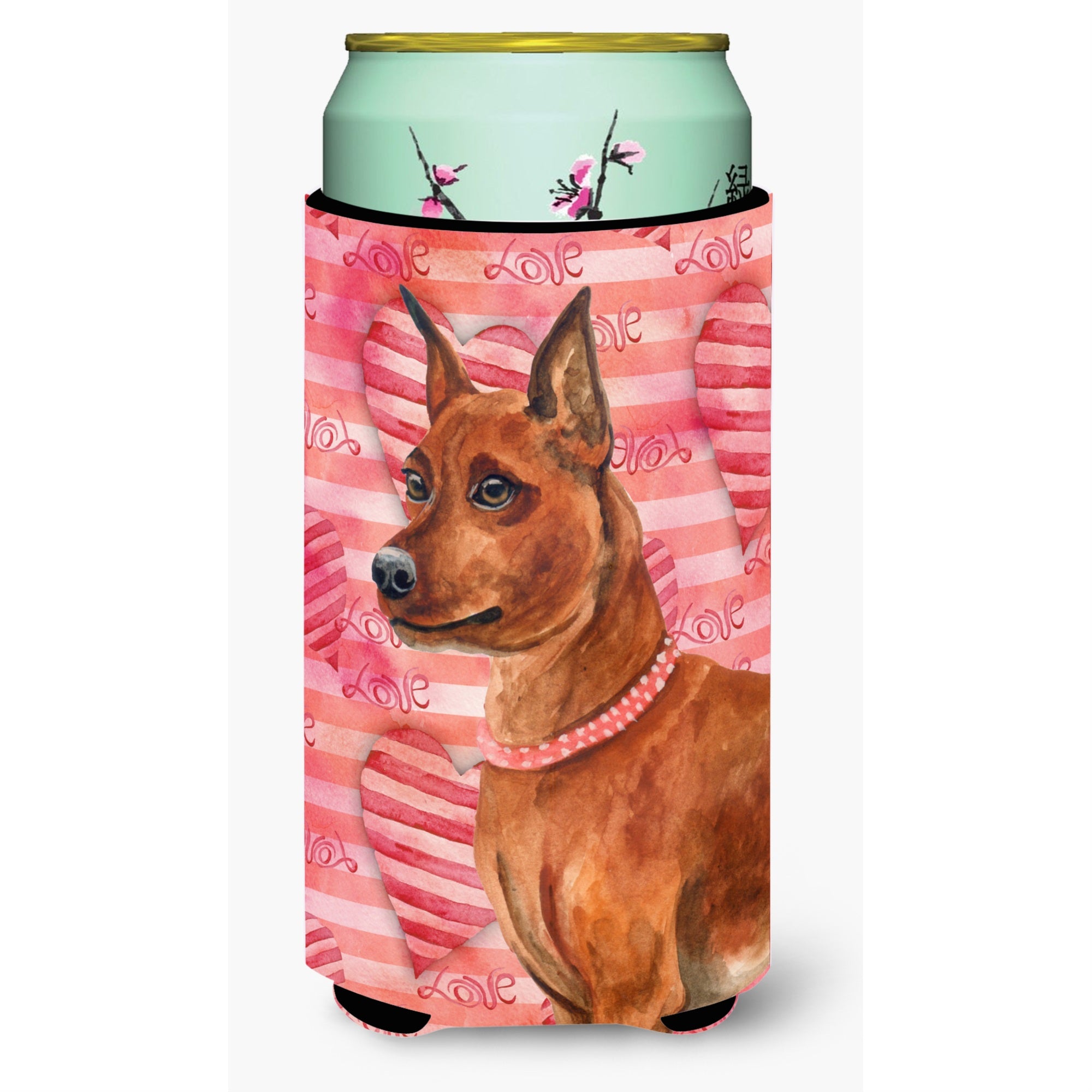 Caroline'S Treasures Miniature Pinscher Love Decorative Can Hugger, Tall Boy, Multicolor