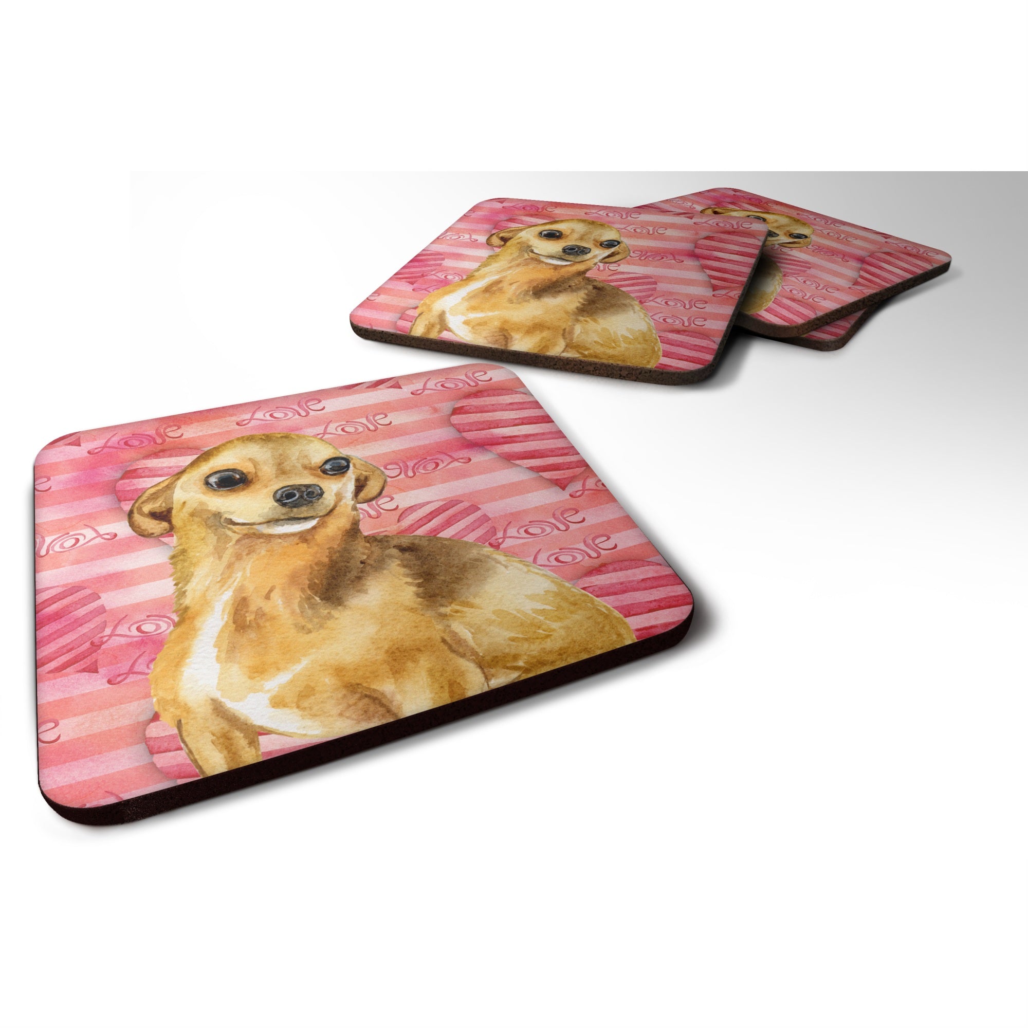 Caroline'S Treasures Chihuahua Love Decorative Coasters, Multicolor