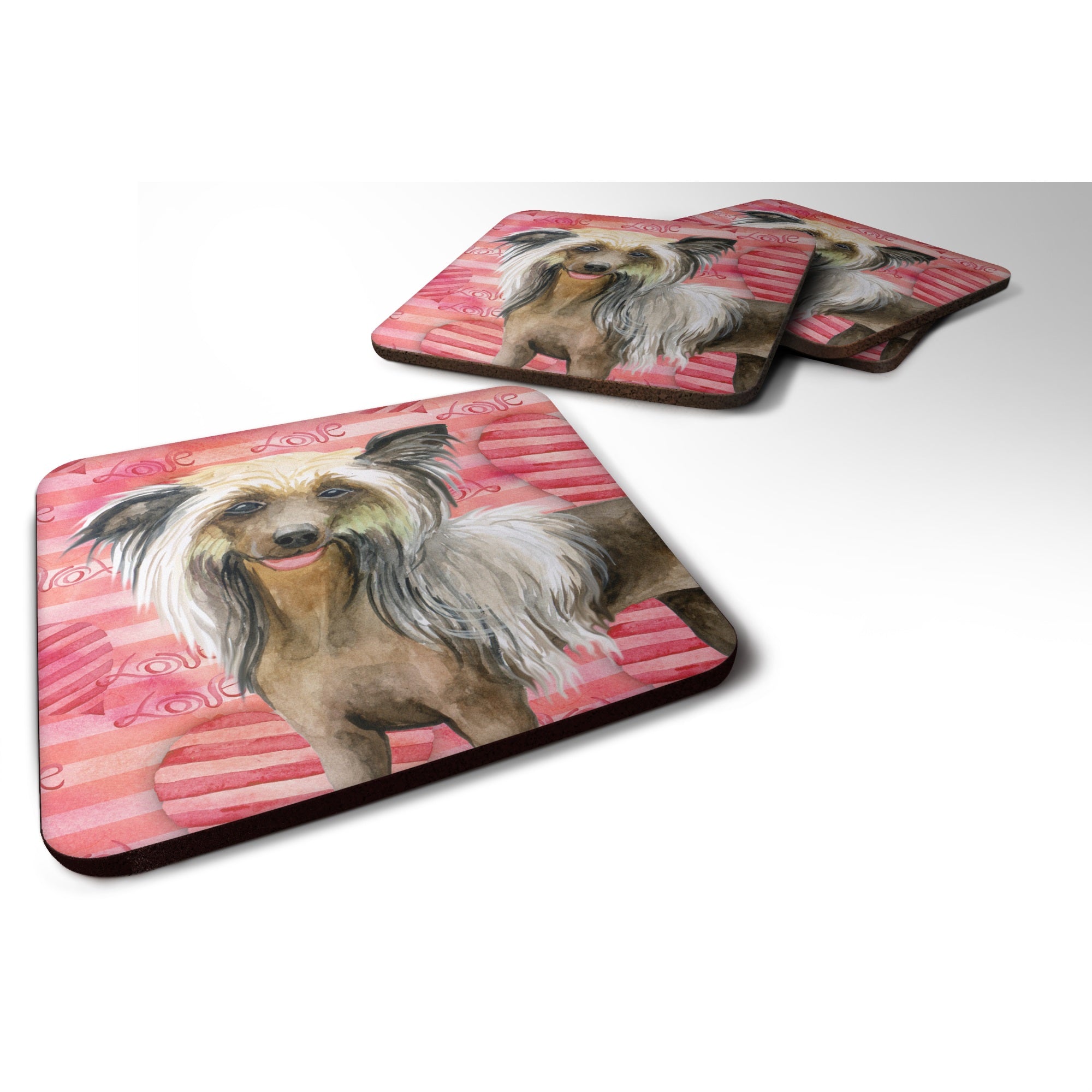 Caroline'S Treasures Chinese Crested Love Decorative Coasters, Multicolor