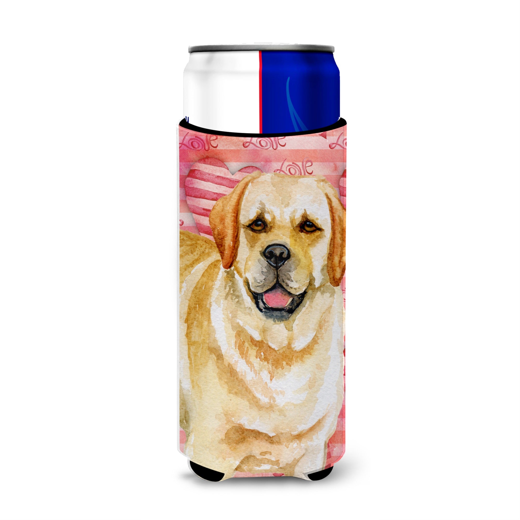 Caroline'S Treasures Golden Retriever Love Decorative Can Hugger, Slim, Multicolor