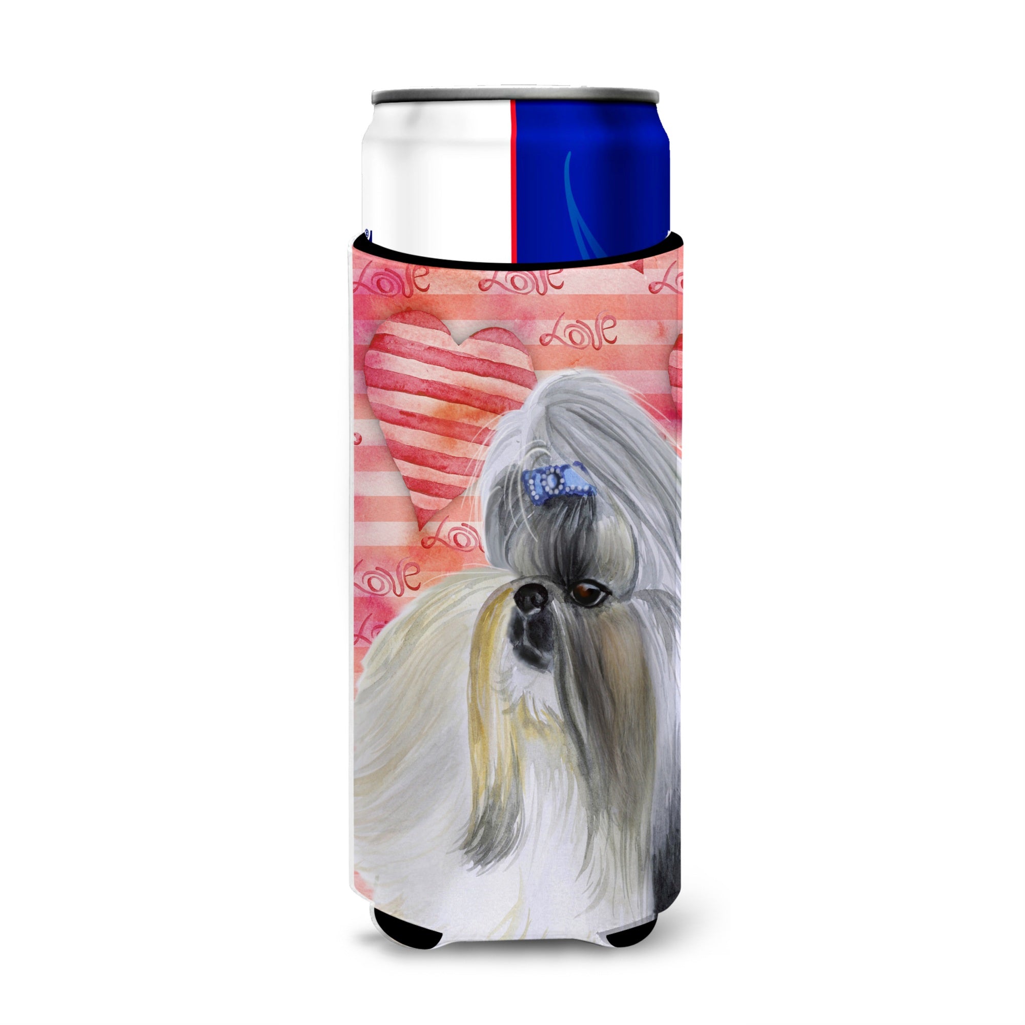 Caroline'S Treasures Shih Tzu Love Decorative Can Hugger, Slim, Multicolor