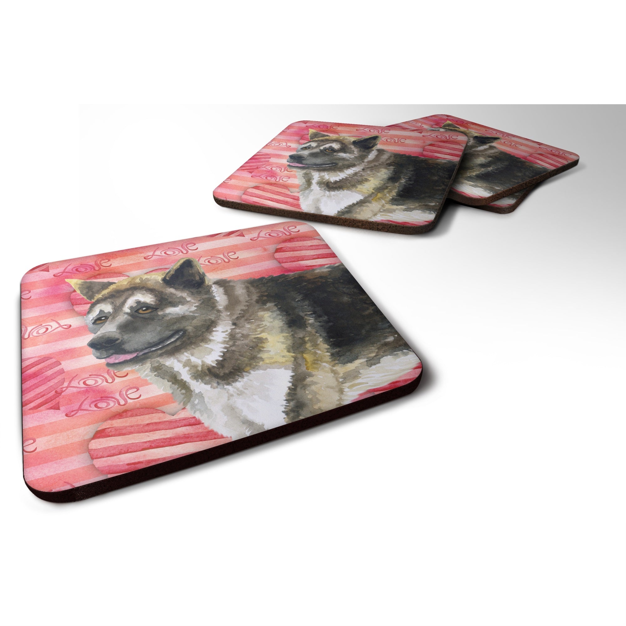 Caroline'S Treasures American Akita Love Decorative Coasters, Multicolor