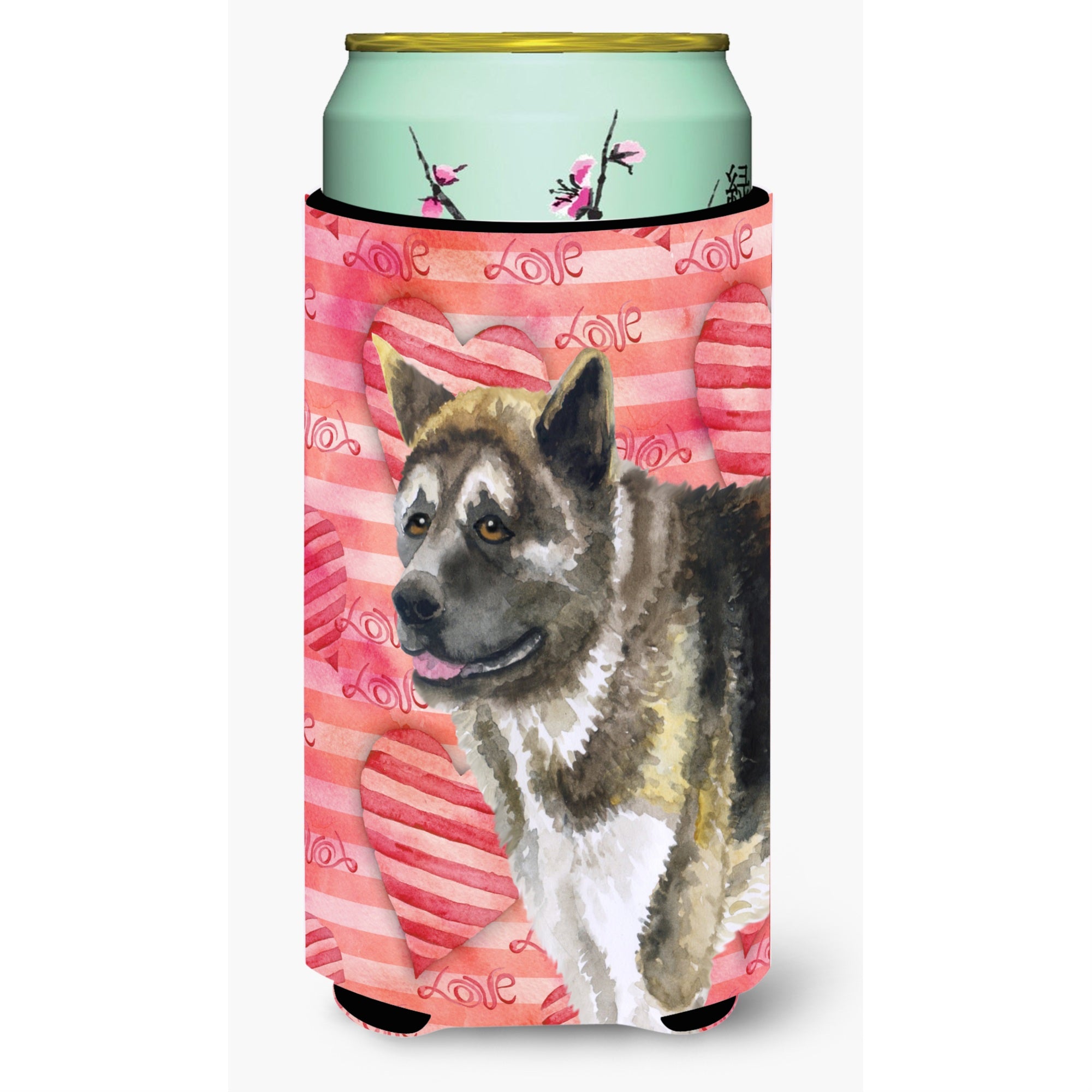 Caroline'S Treasures American Akita Love Decorative Can Hugger, Tall Boy, Multicolor
