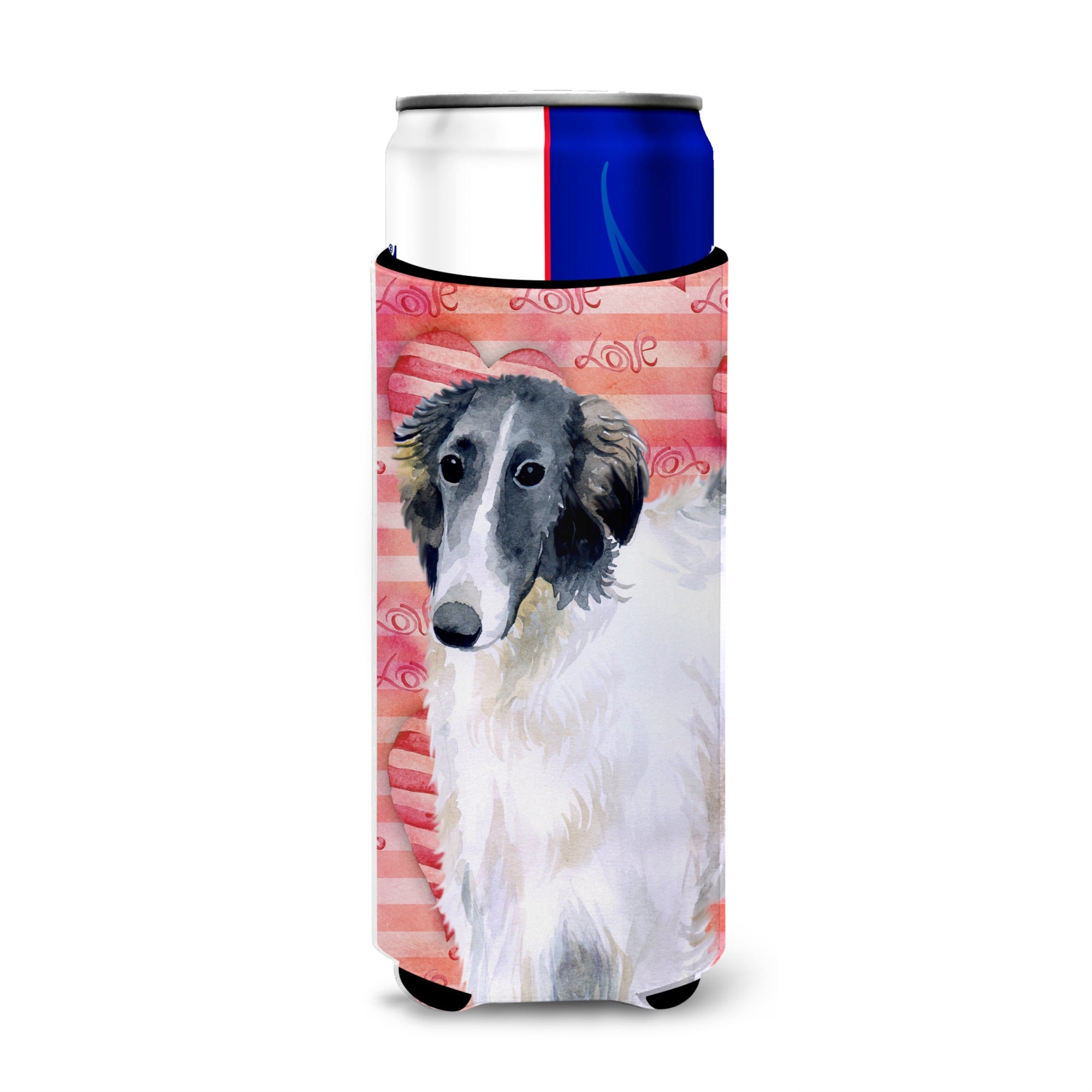 Caroline'S Treasures Borzoi Love Decorative Can Hugger, Slim, Multicolor
