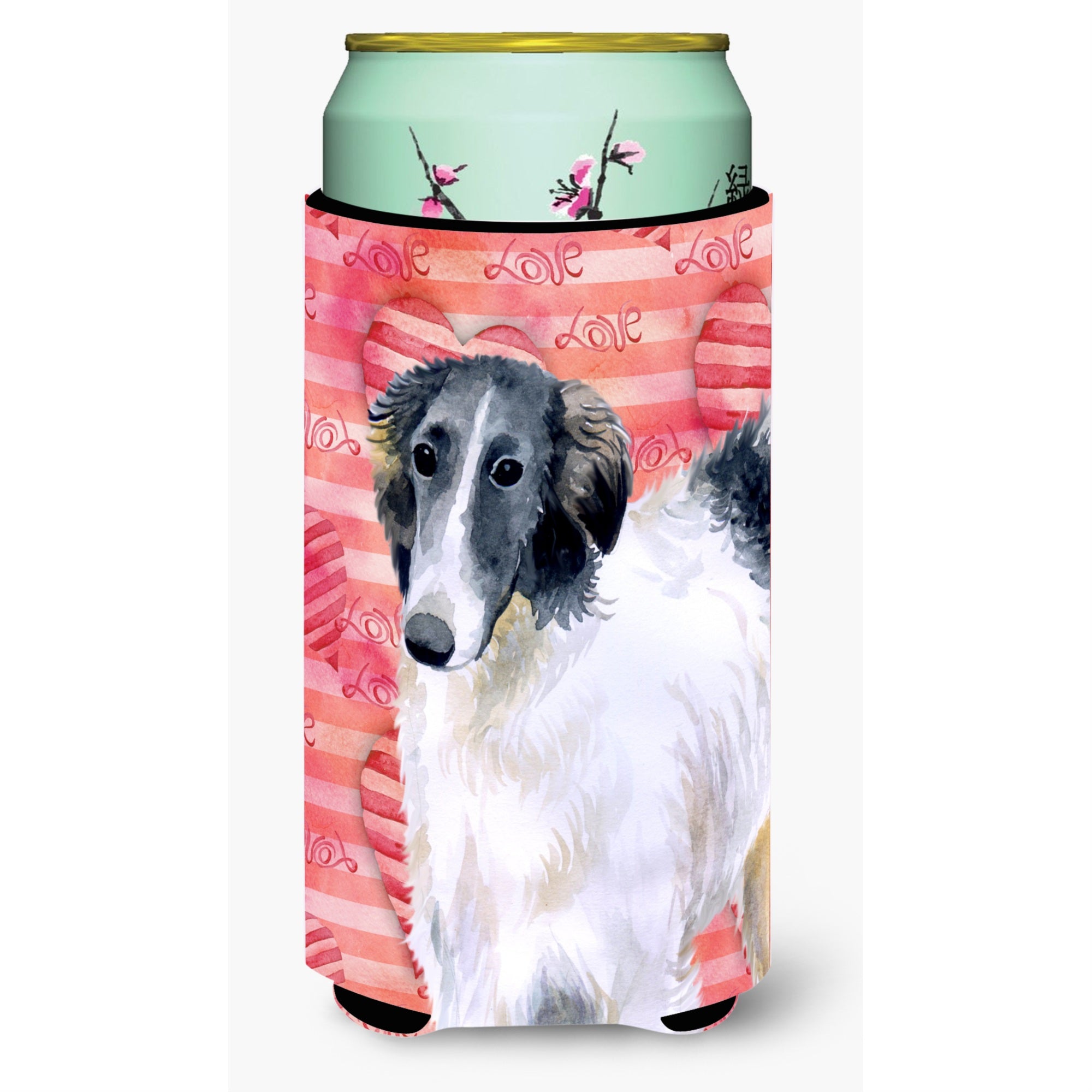 Caroline'S Treasures Borzoi Love Decorative Can Hugger, Tall Boy, Multicolor