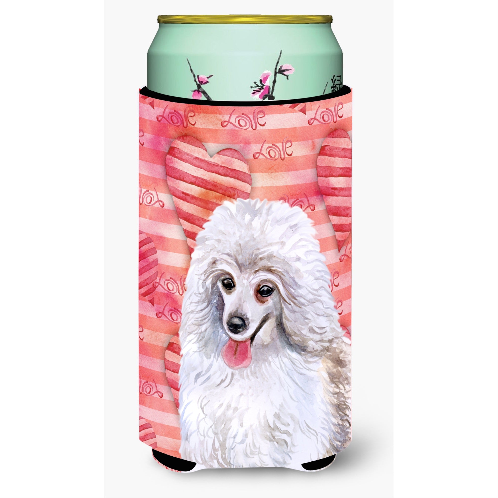 Caroline'S Treasures Medium White Poodle Love Decorative Can Hugger, Tall Boy, Multicolor