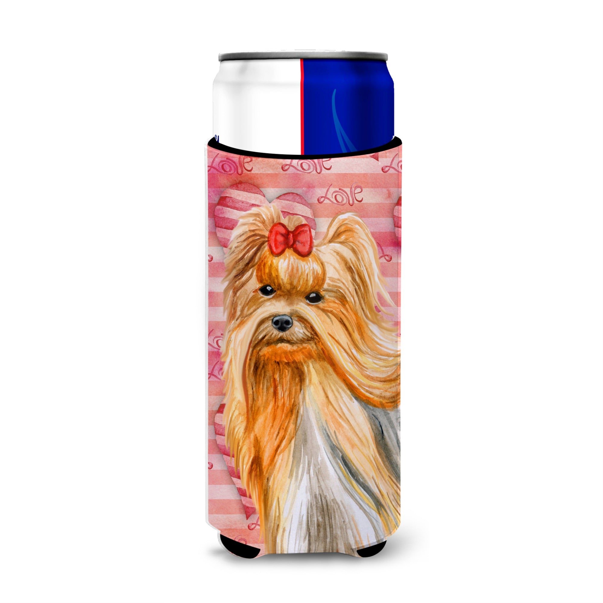 Caroline'S Treasures Yorkshire Terrier Love Decorative Can Hugger, Slim, Multicolor