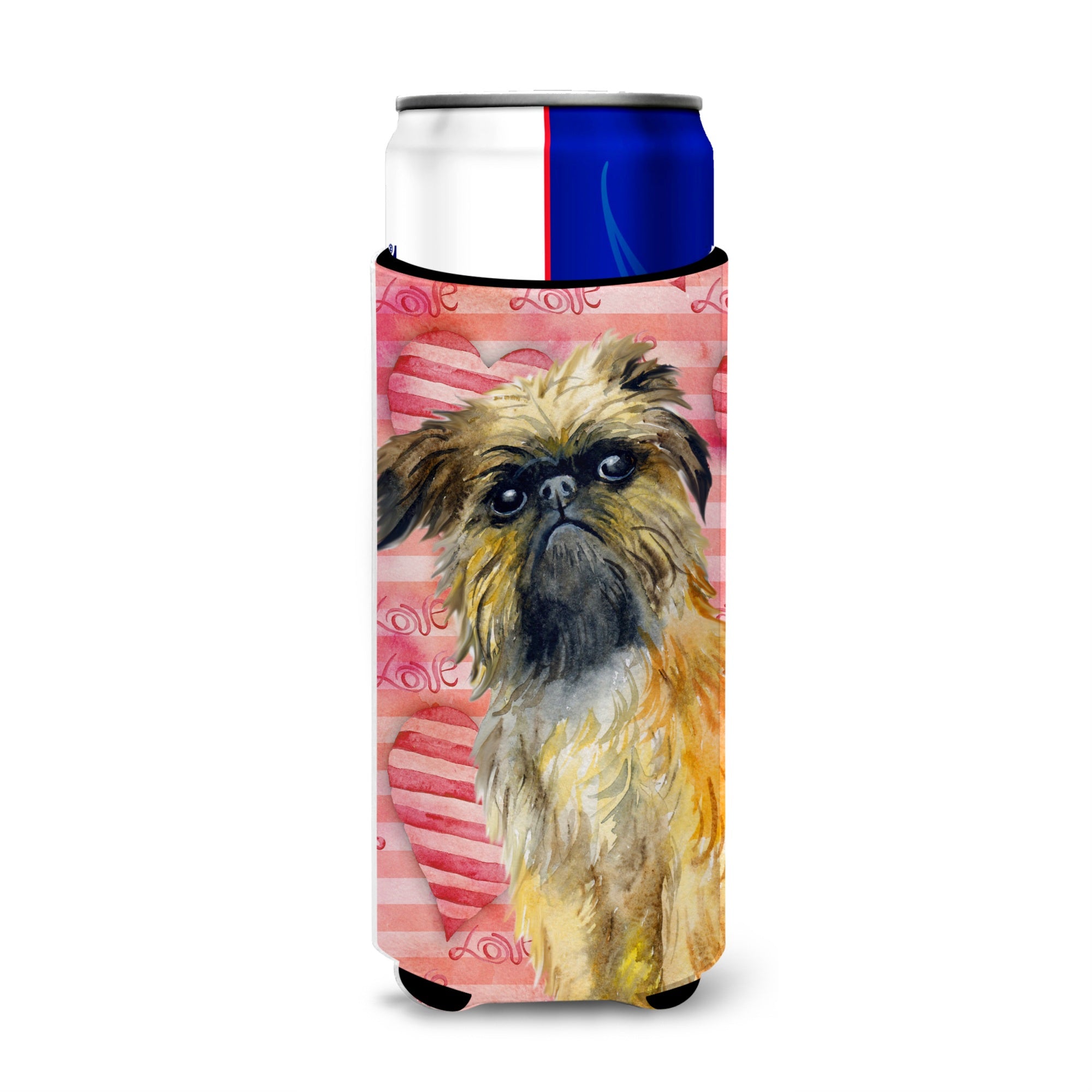 Caroline'S Treasures Brussels Griffon Love Decorative Can Hugger, Slim, Multicolor