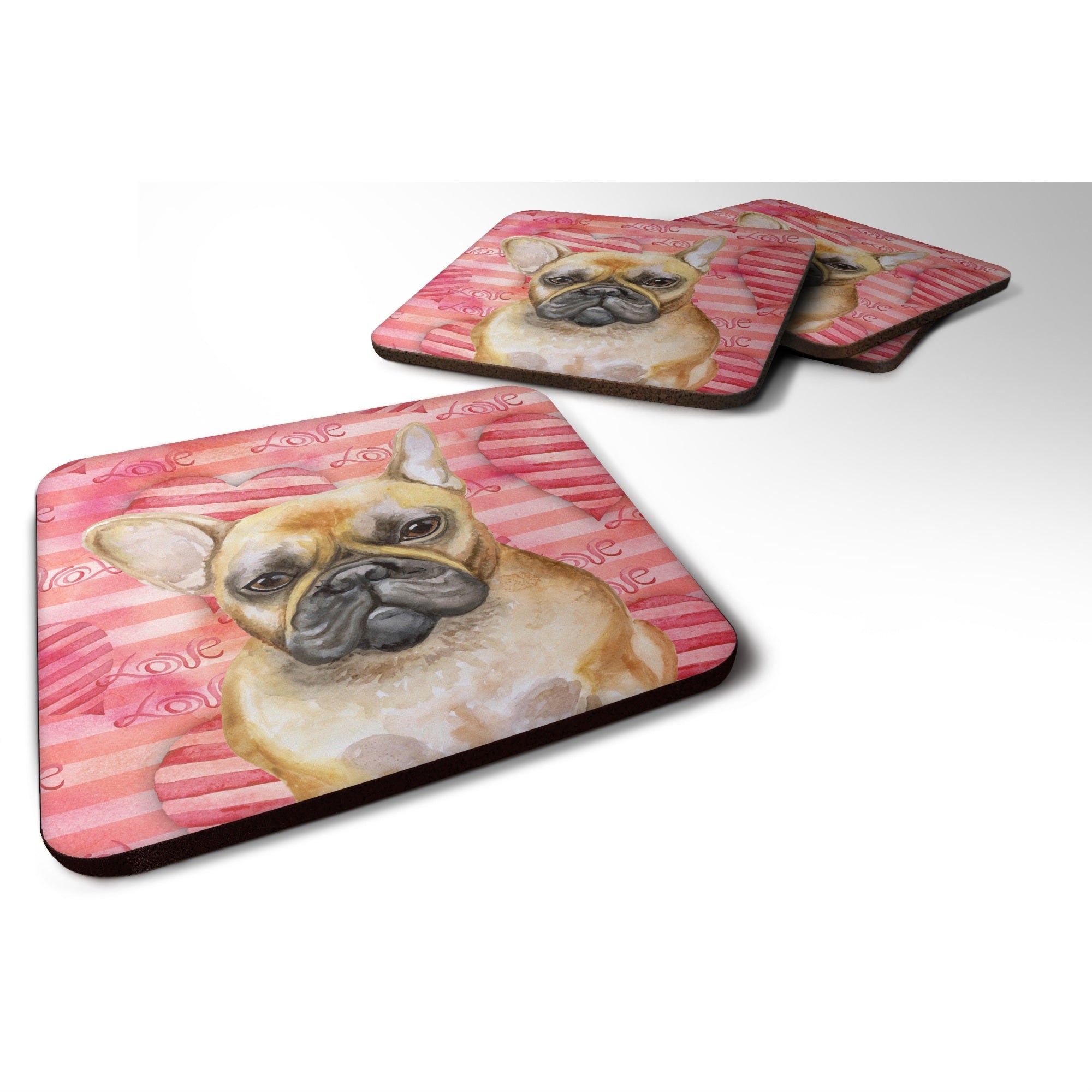 Caroline'S Treasures French Bulldog Love Decorative Coasters, Multicolor