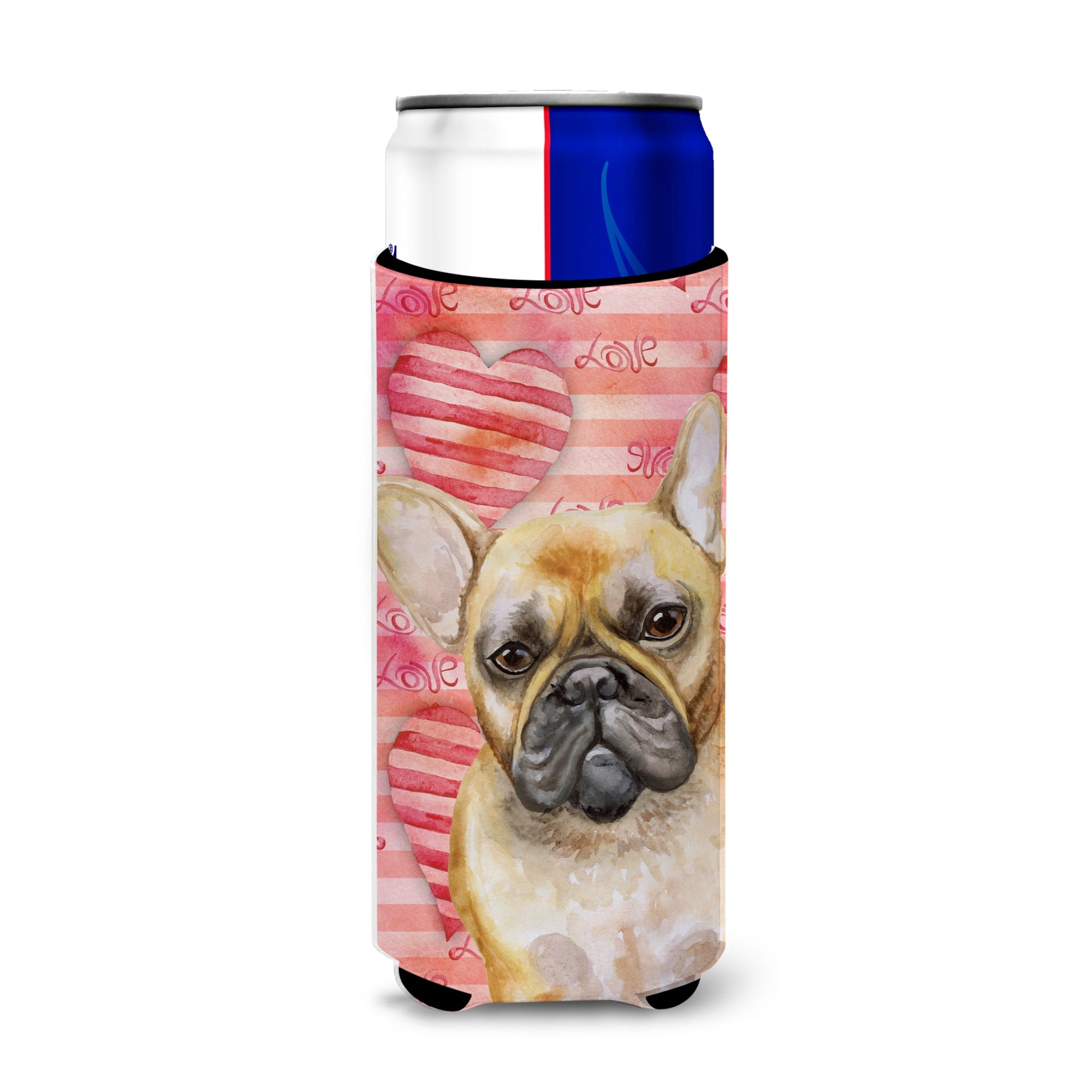 Caroline'S Treasures French Bulldog Love Decorative Can Hugger, Slim, Multicolor