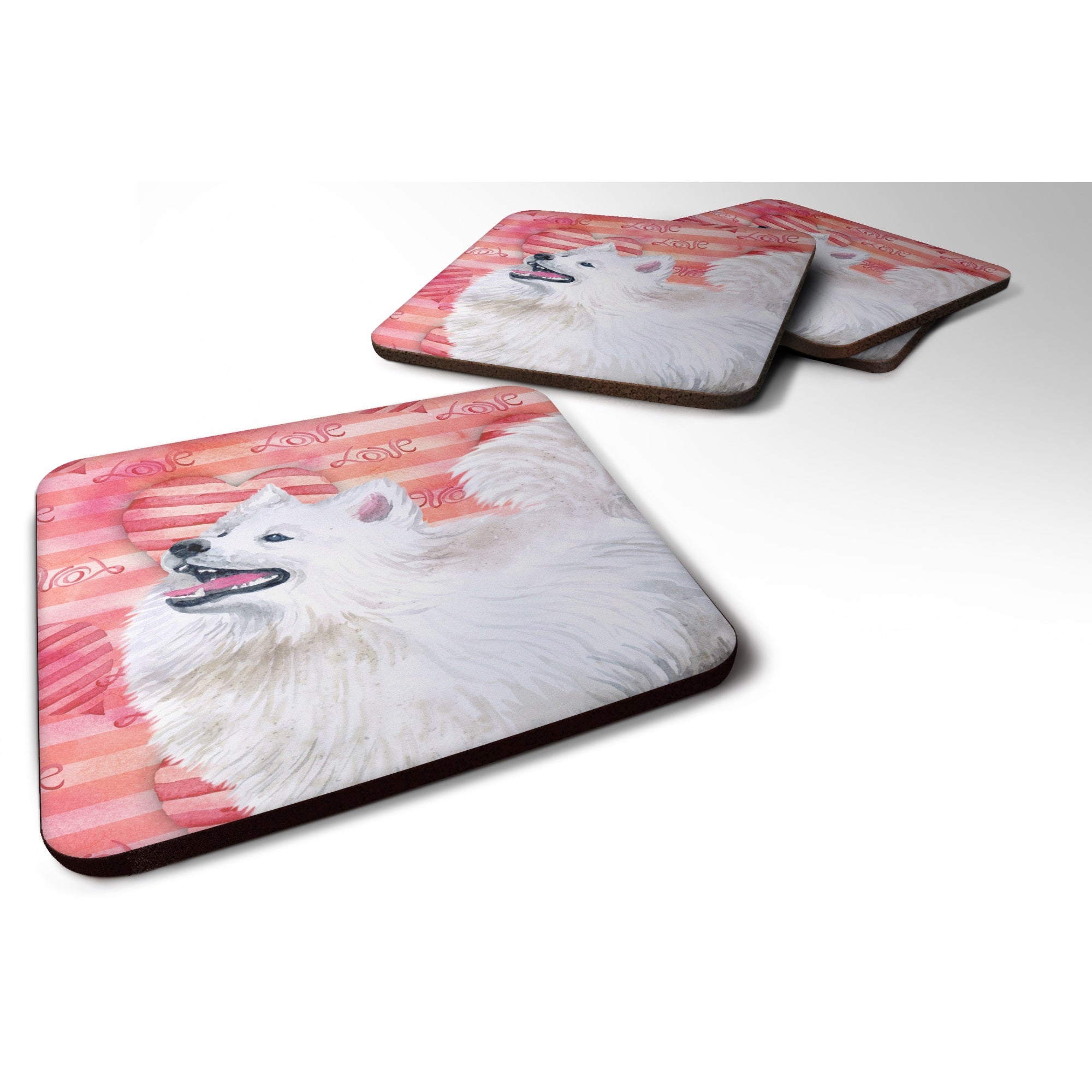 Caroline'S Treasures Samoyed Love Decorative Coasters, Multicolor