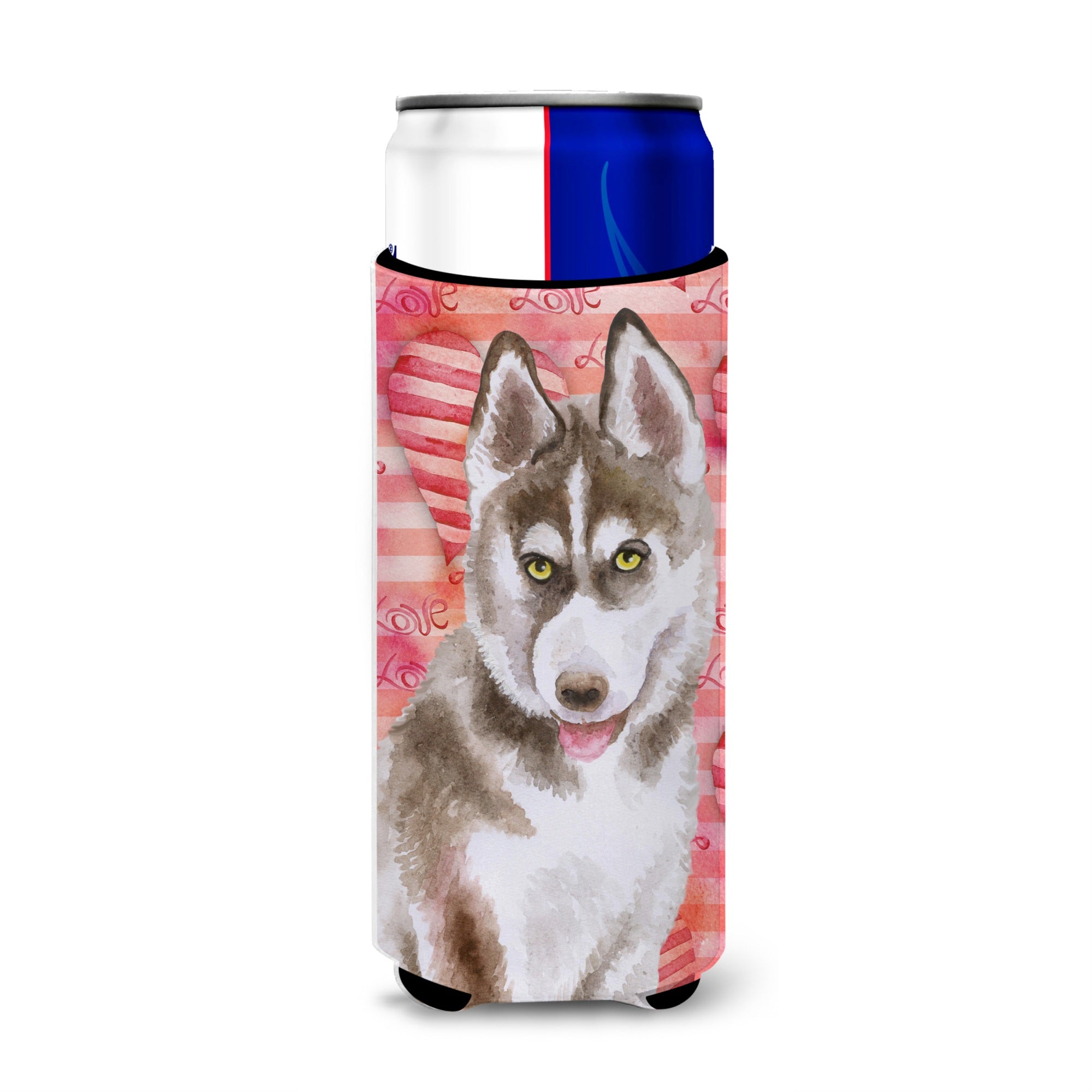 Caroline'S Treasures Siberian Husky Grey Love Decorative Can Hugger, Slim, Multicolor