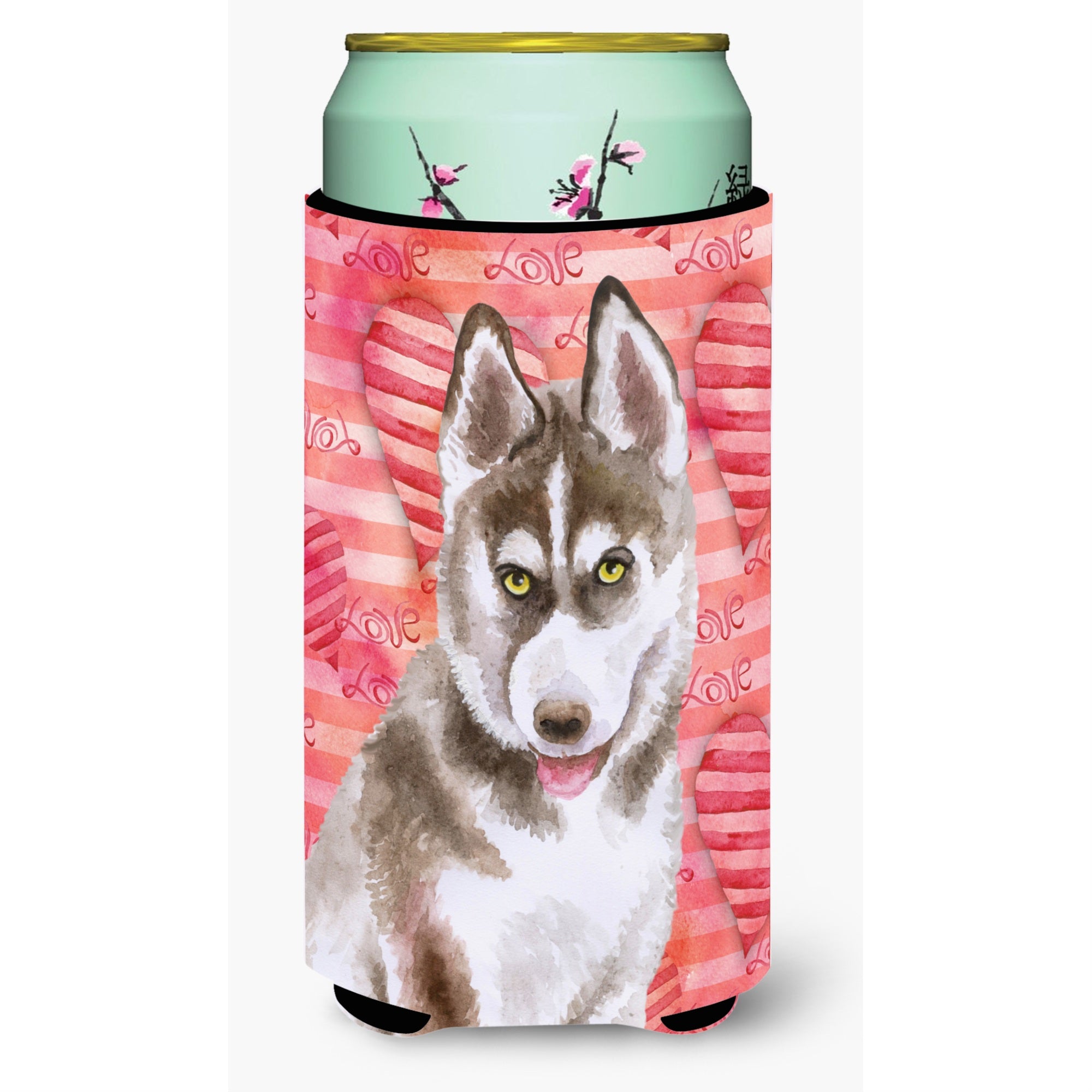 Caroline'S Treasures Siberian Husky Grey Love Decorative Can Hugger, Tall Boy, Multicolor