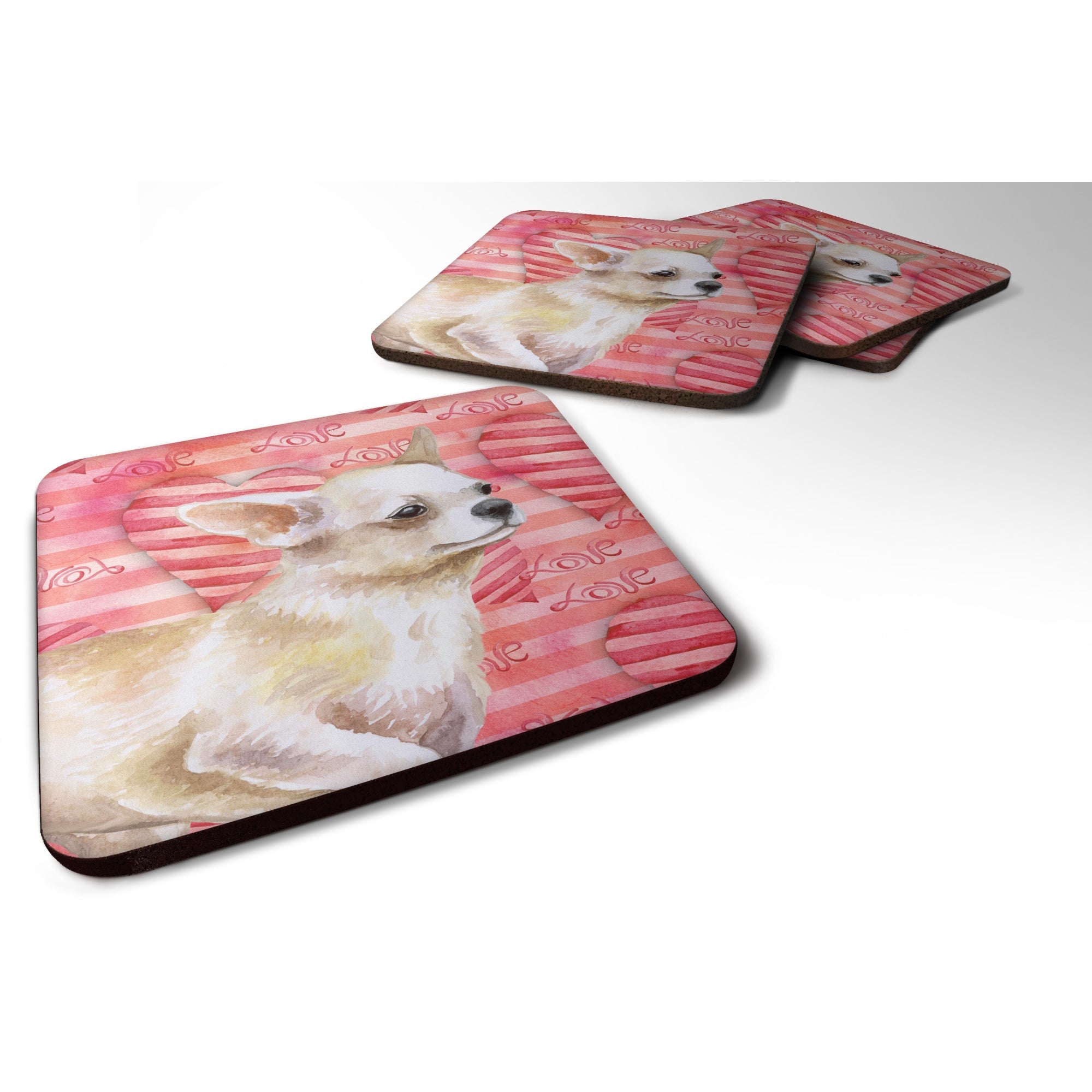 Caroline'S Treasures Chihuahua Leg Up Love Decorative Coasters, Multicolor