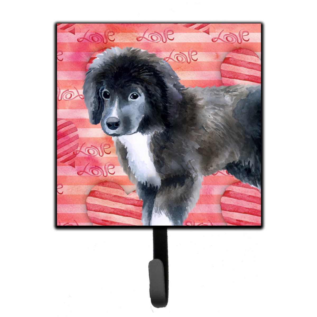 Caroline'S Treasures Newfoundland Puppy Love Wall Hook, Small, Multicolor