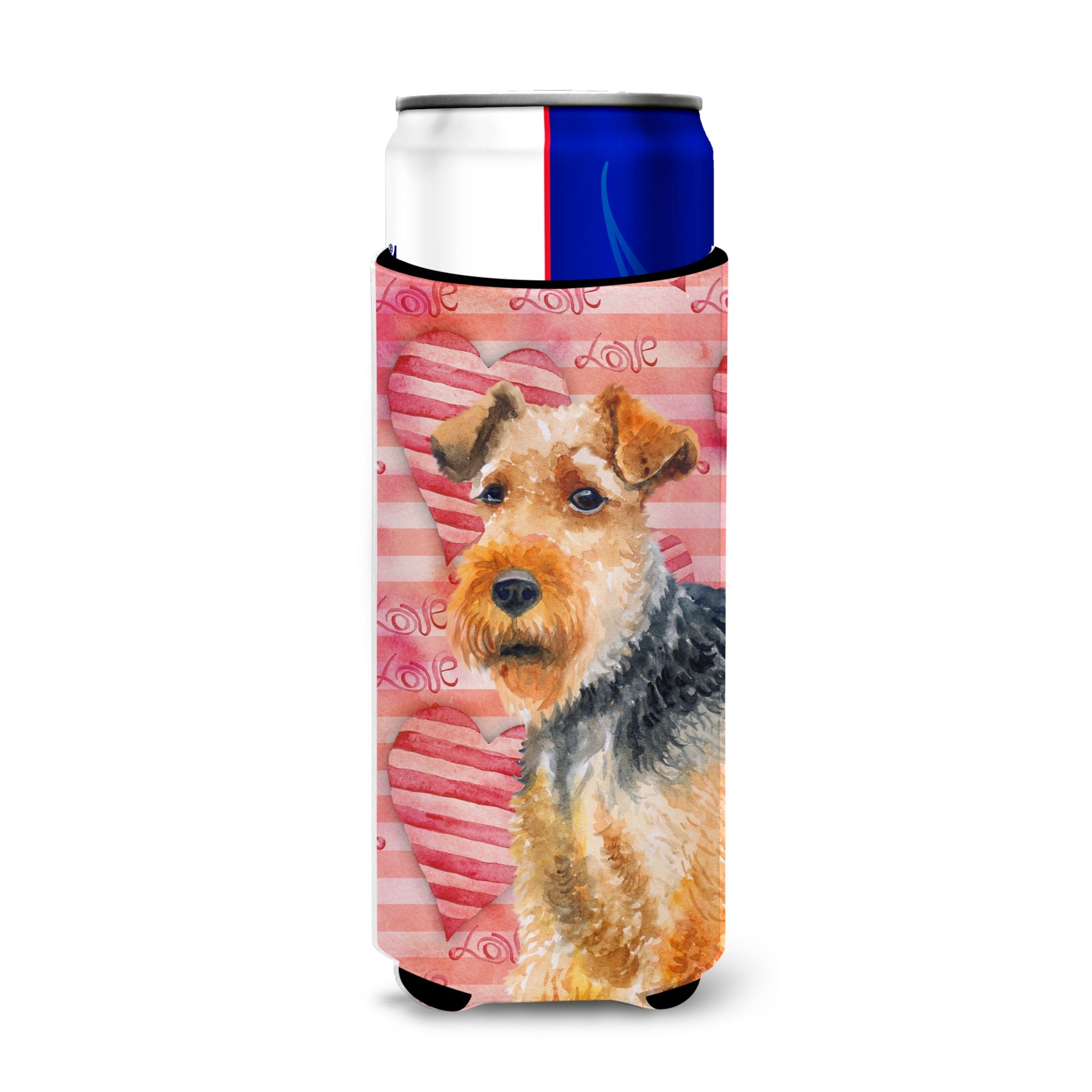 Caroline'S Treasures Welsh Terrier Love Decorative Can Hugger, Slim, Multicolor