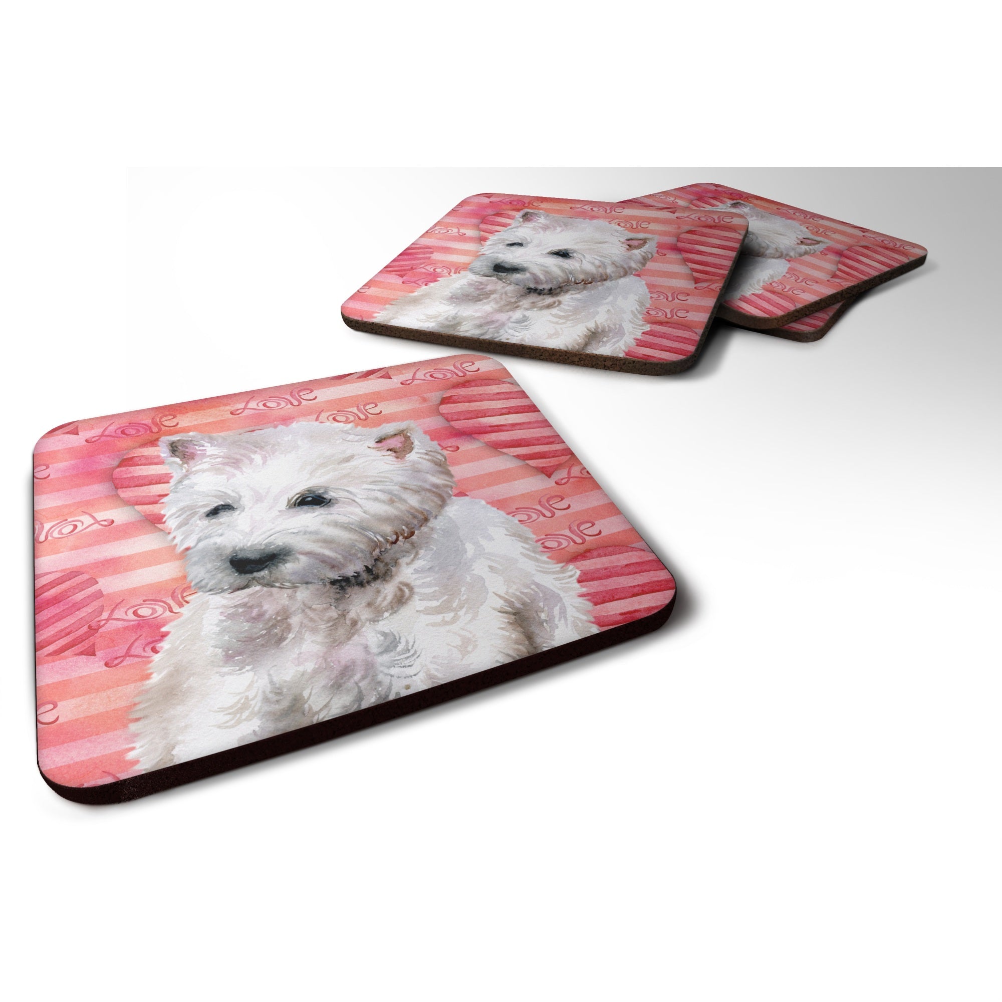 Caroline'S Treasures Westie Love Decorative Coasters, Multicolor