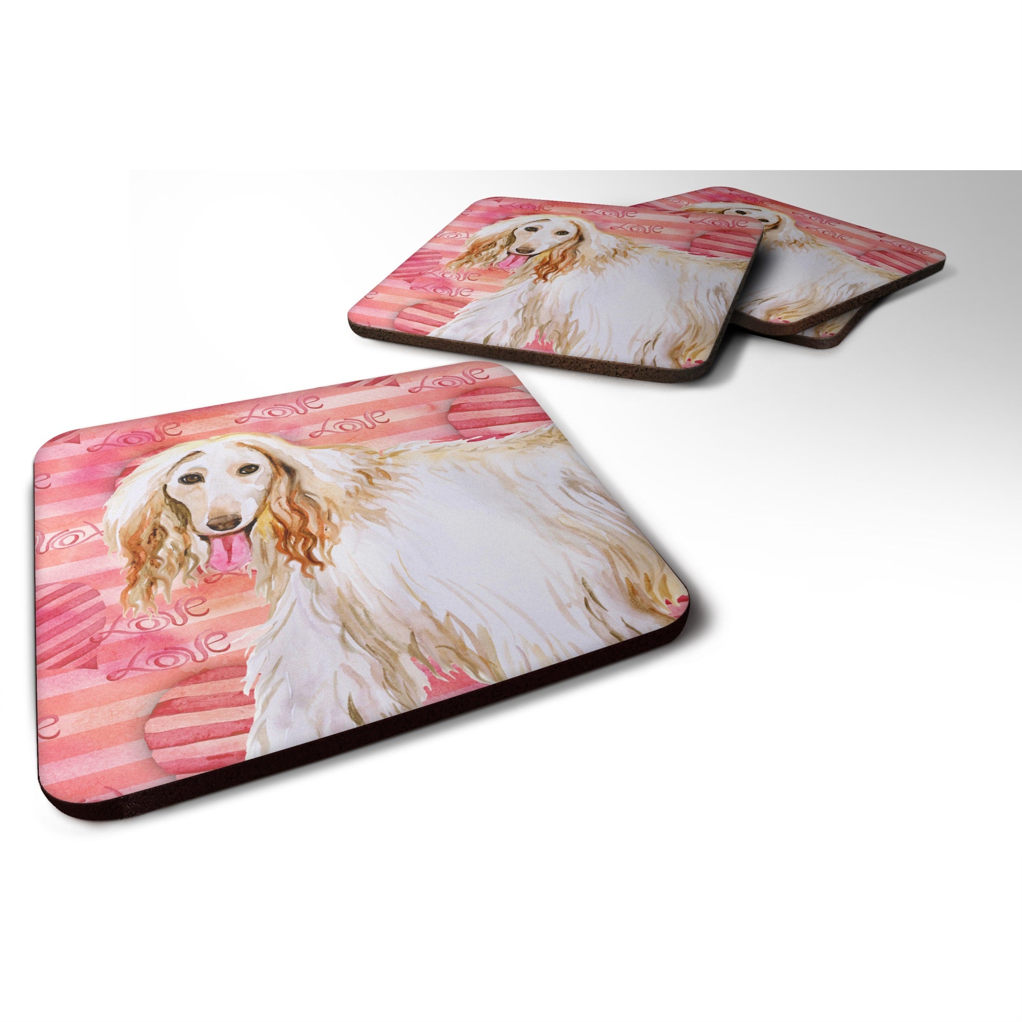 Caroline'S Treasures Afghan Hound Love Decorative Coasters, Multicolor