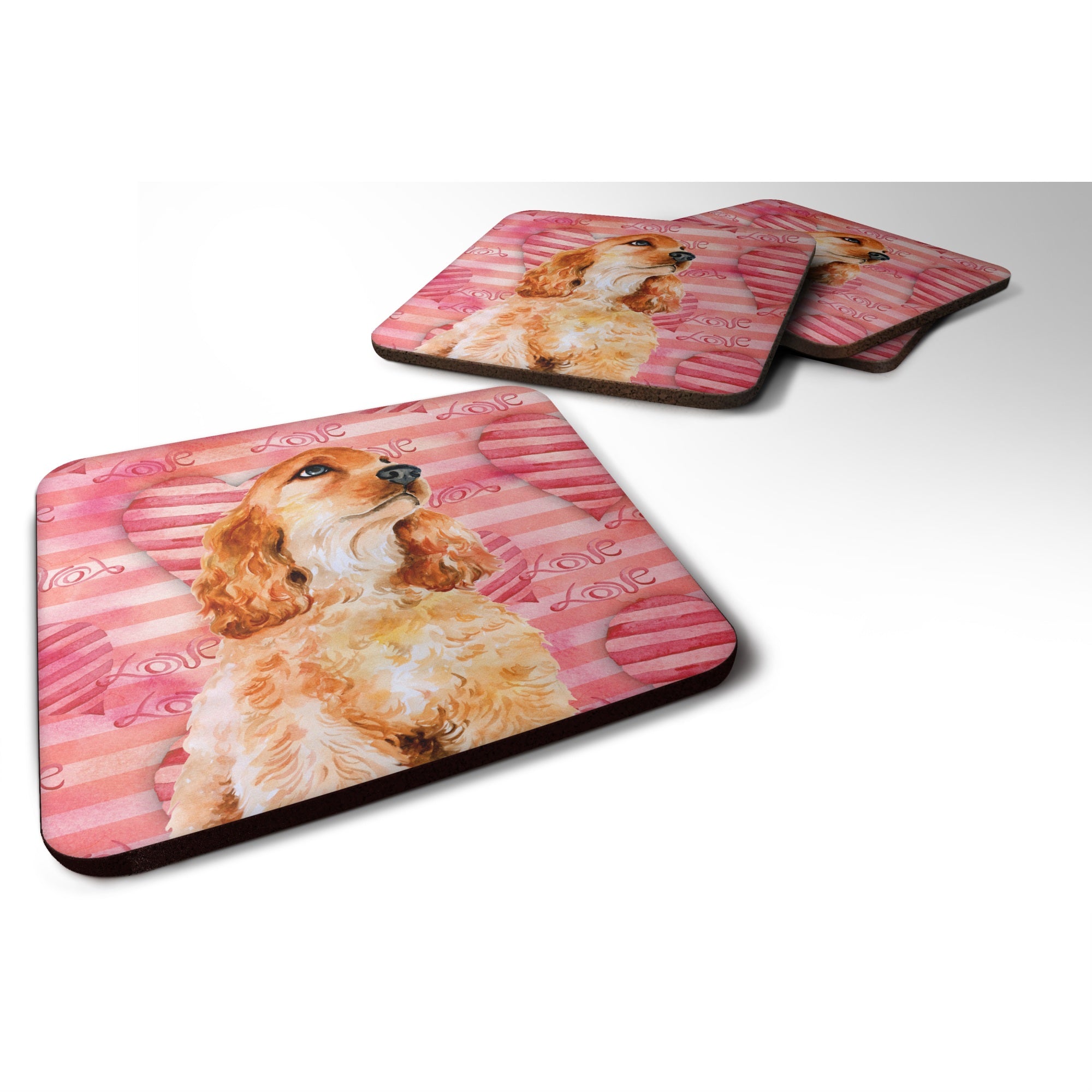 Caroline'S Treasures Cocker Spaniel Love Decorative Coasters, Multicolor