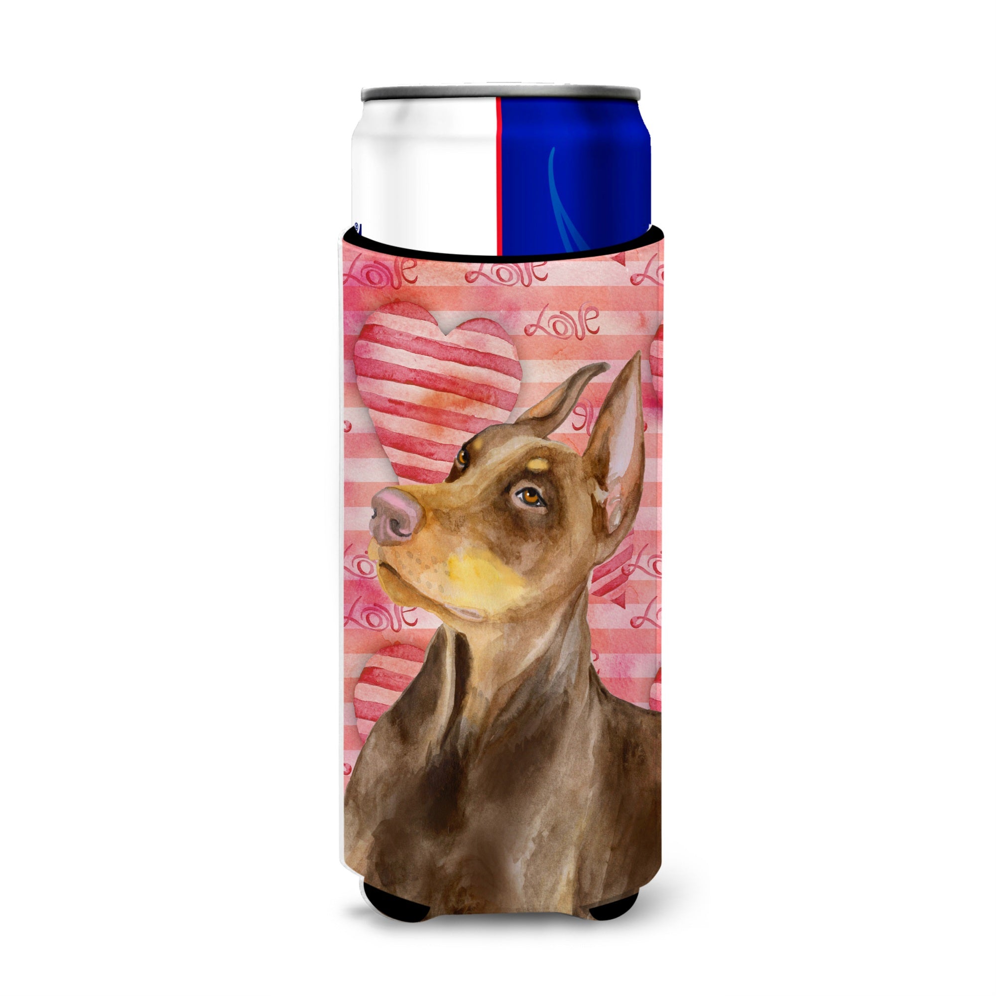 Caroline'S Treasures Doberman Pinscher Love Decorative Can Hugger, Slim, Multicolor
