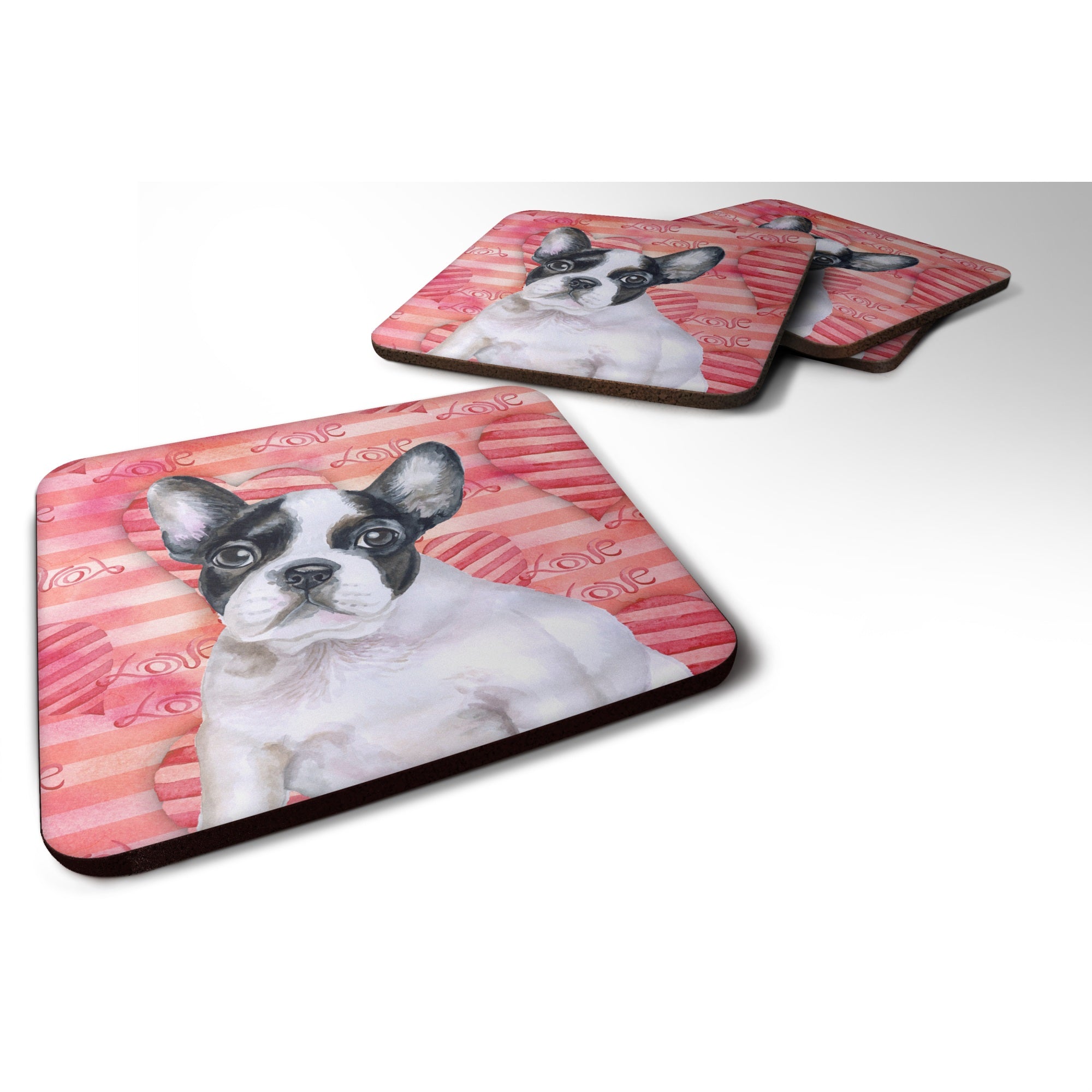 Caroline'S Treasures French Bulldog Black White Love Decorative Coasters, Multicolor