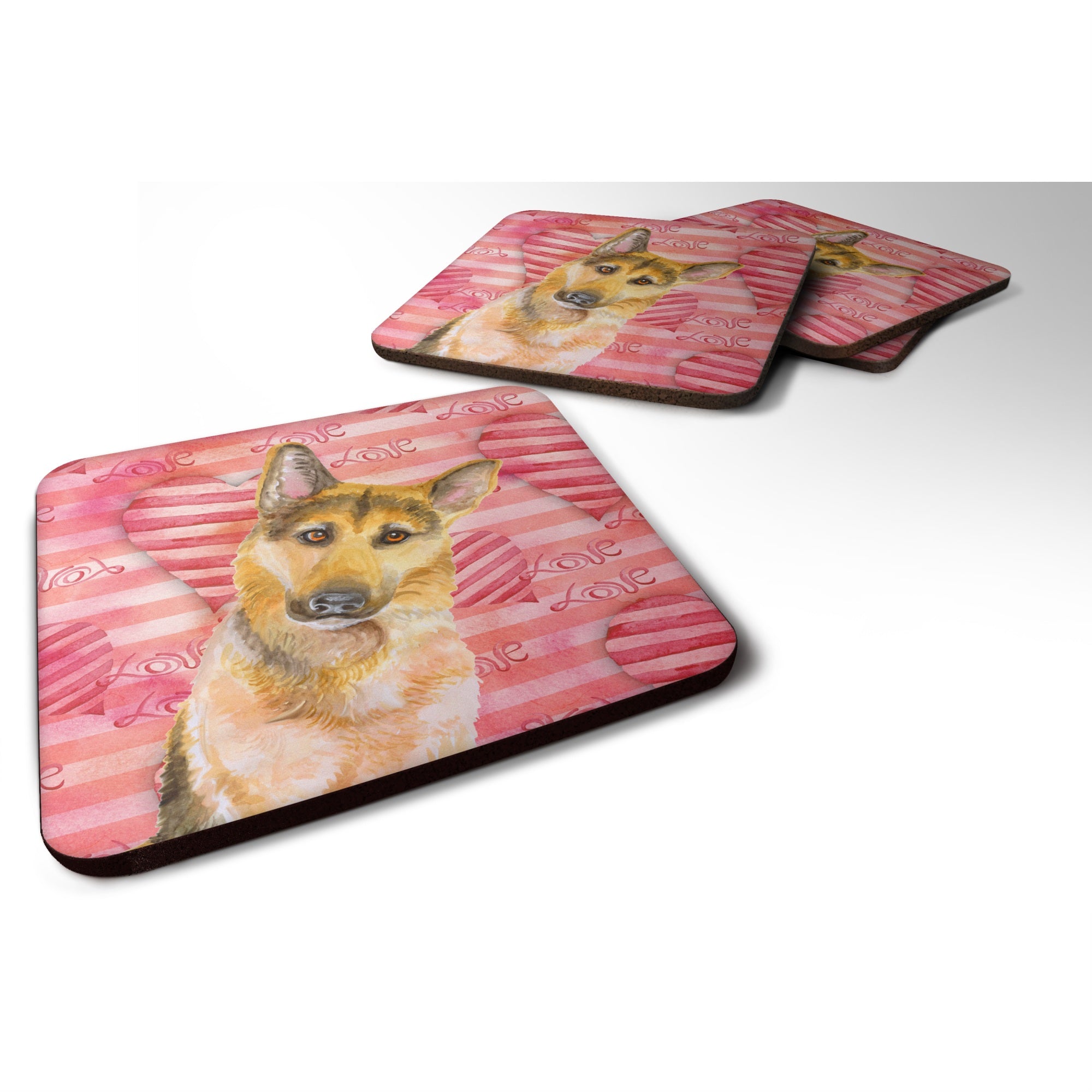 Caroline'S Treasures German Shepherd #2 Love Decorative Coasters, Multicolor