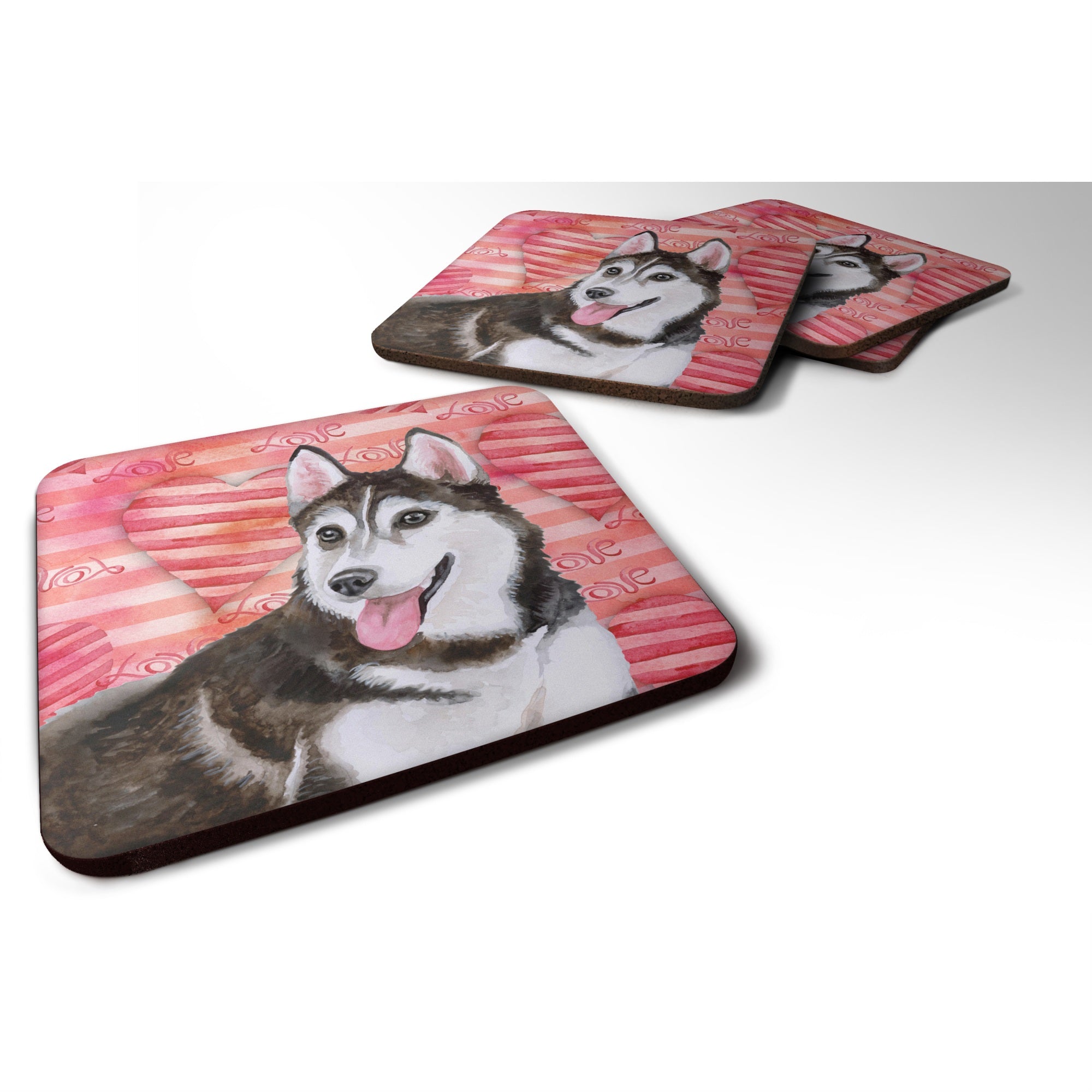 Caroline'S Treasures Siberian Husky #2 Love Decorative Coasters, Multicolor
