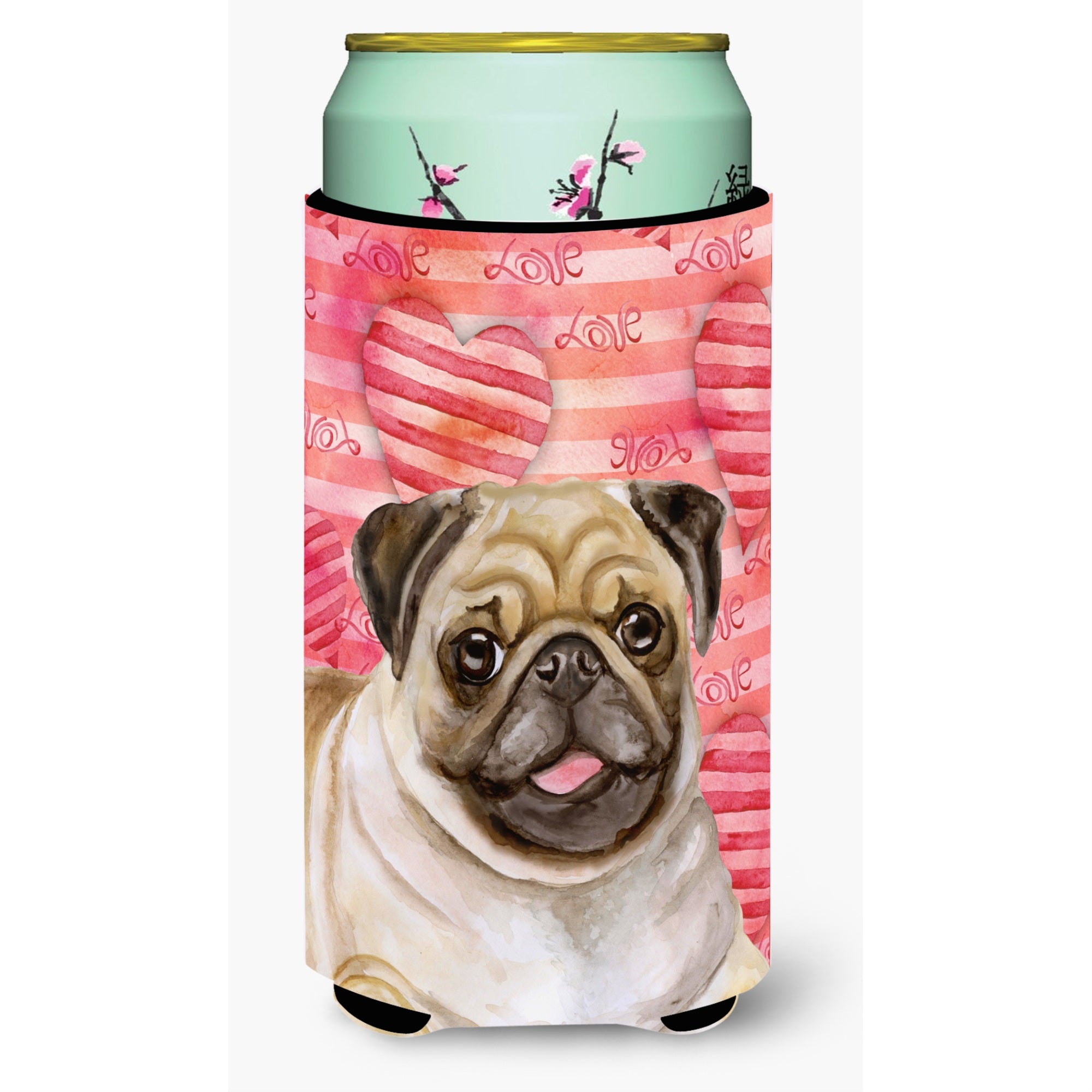 Caroline'S Treasures Fawn Pug Love Decorative Can Hugger, Tall Boy, Multicolor