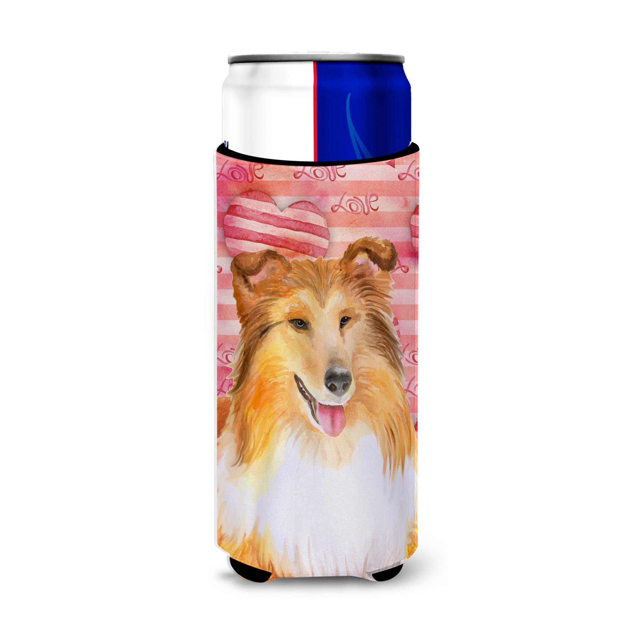 Caroline'S Treasures Sheltie Love Decorative Can Hugger, Slim, Multicolor
