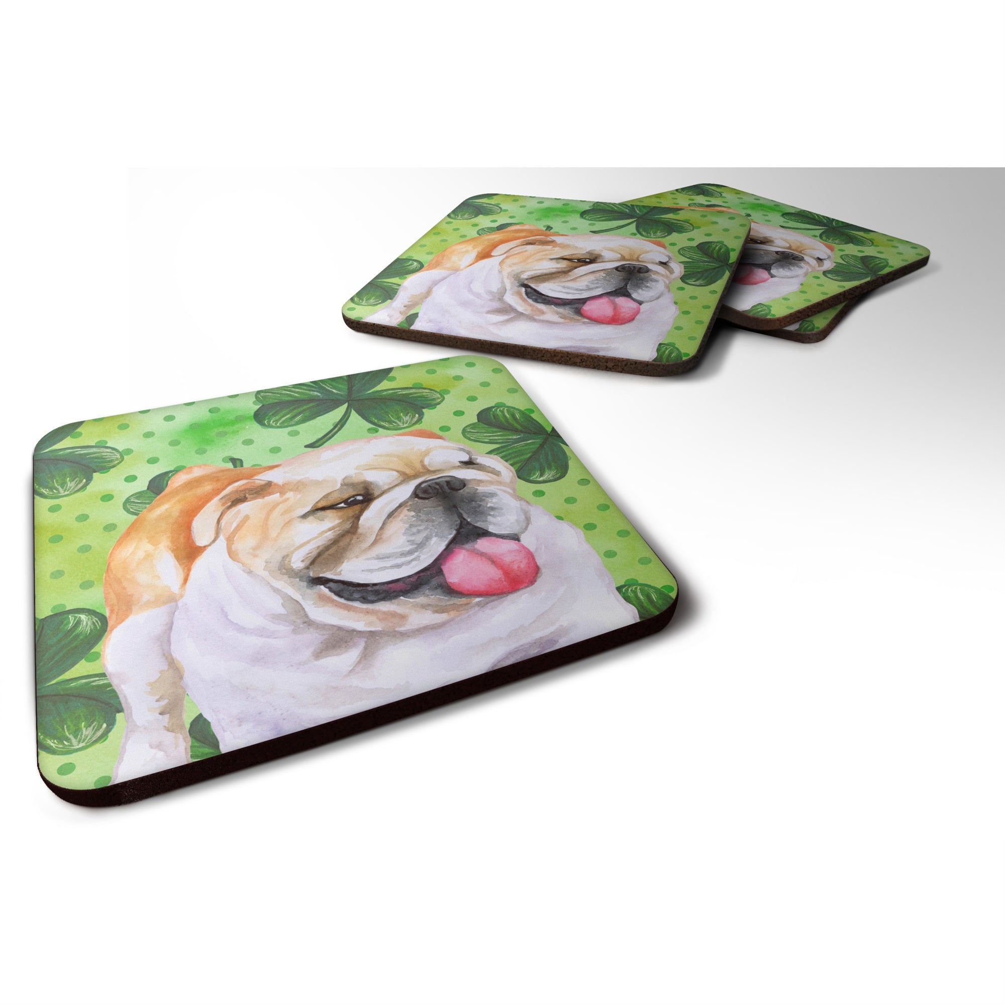 Caroline'S Treasures English Bulldog St Patrick'S Decorative Coasters, Multicolor