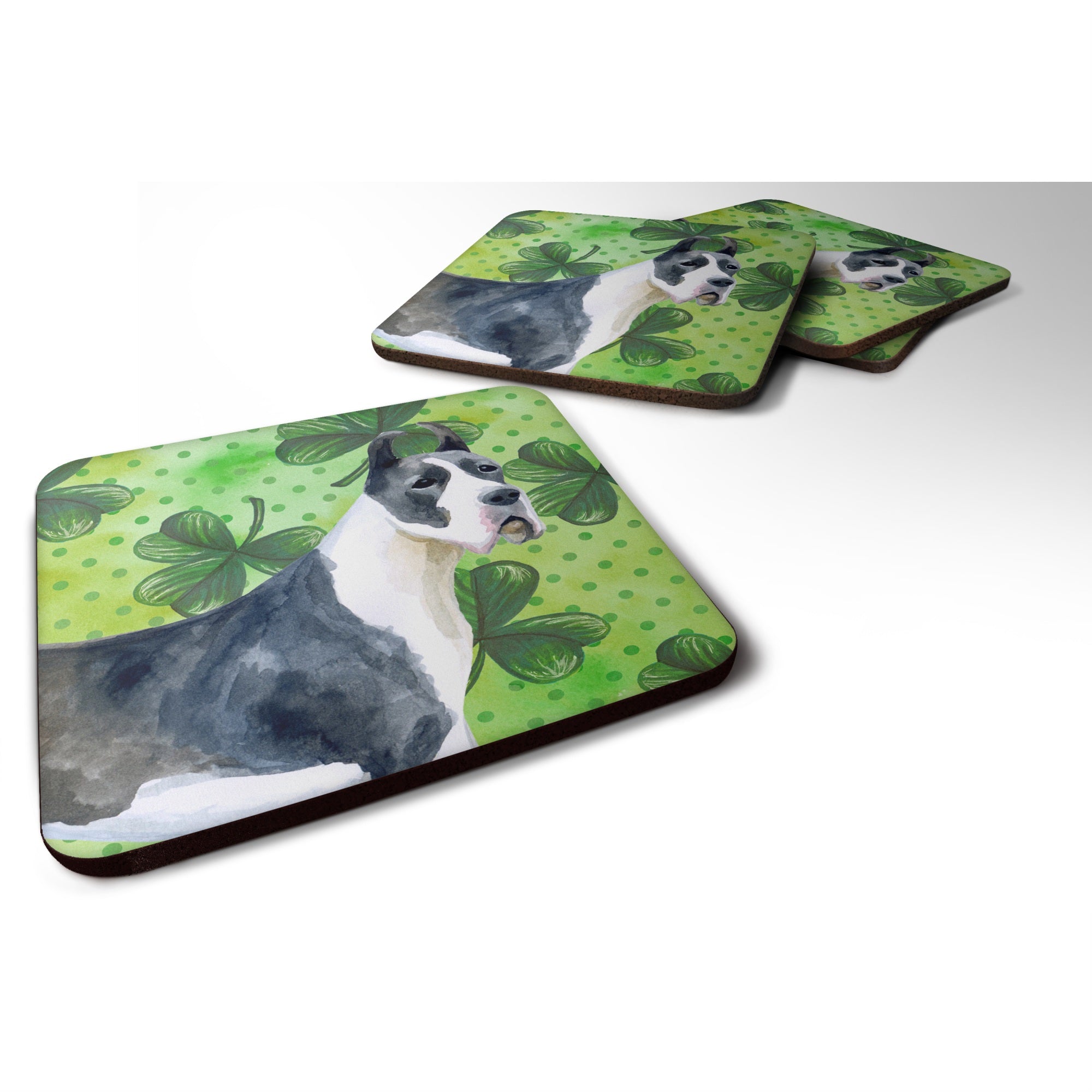 Caroline'S Treasures Harlequin Dane St Patrick'S Decorative Coasters, Multicolor