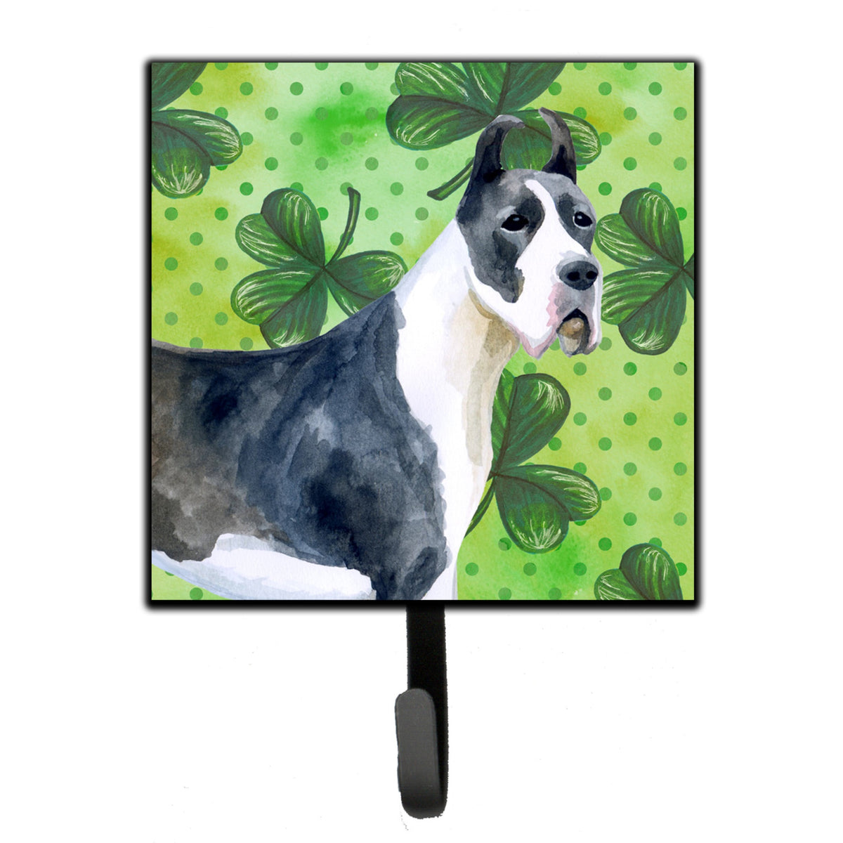 Caroline'S Treasures Harlequin Dane St Patrick'S Wall Hook, Small, Multicolor