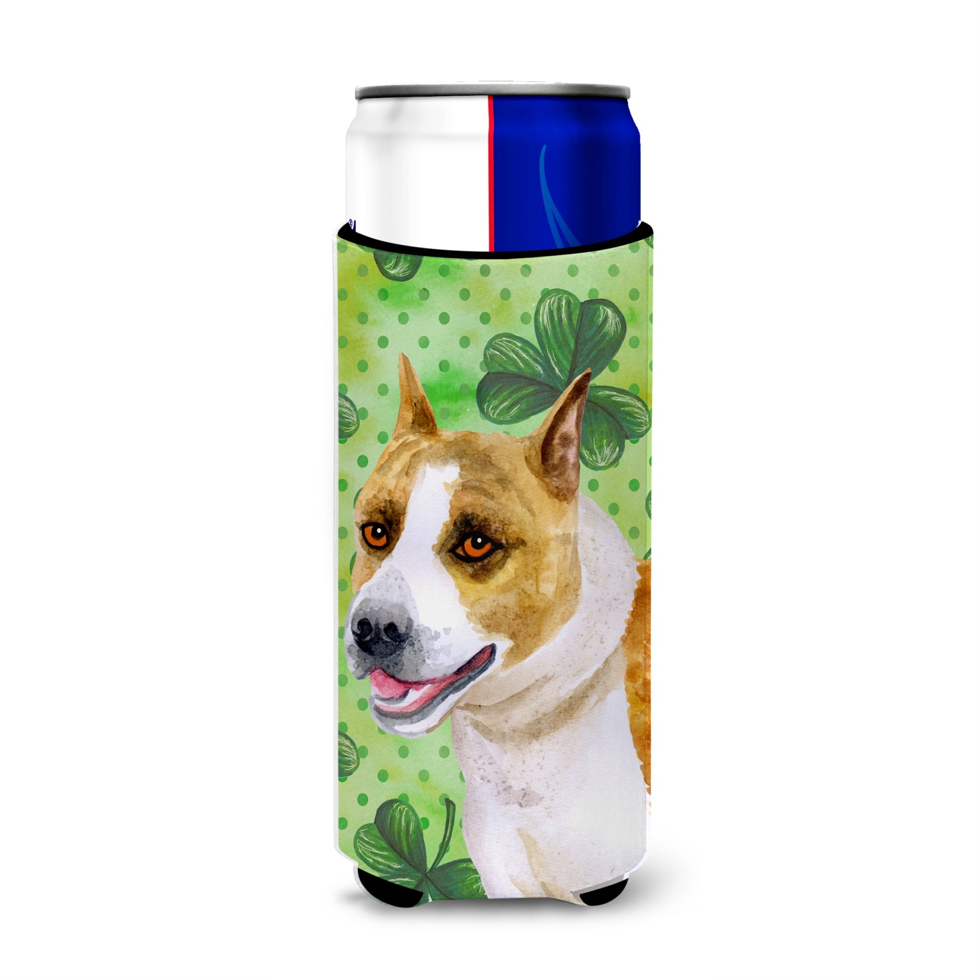 Caroline'S Treasures American Staffordshire St Patrick'S Decorative Can Hugger, Slim, Multicolor