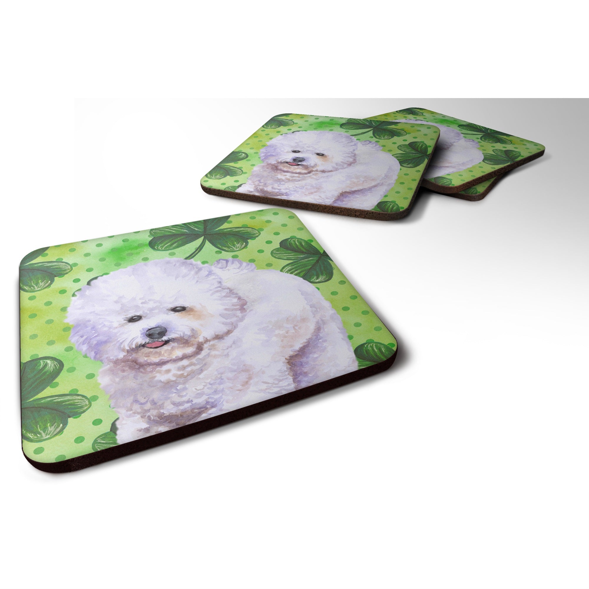 Caroline'S Treasures Bichon Frise St Patrick'S Decorative Coasters, Multicolor