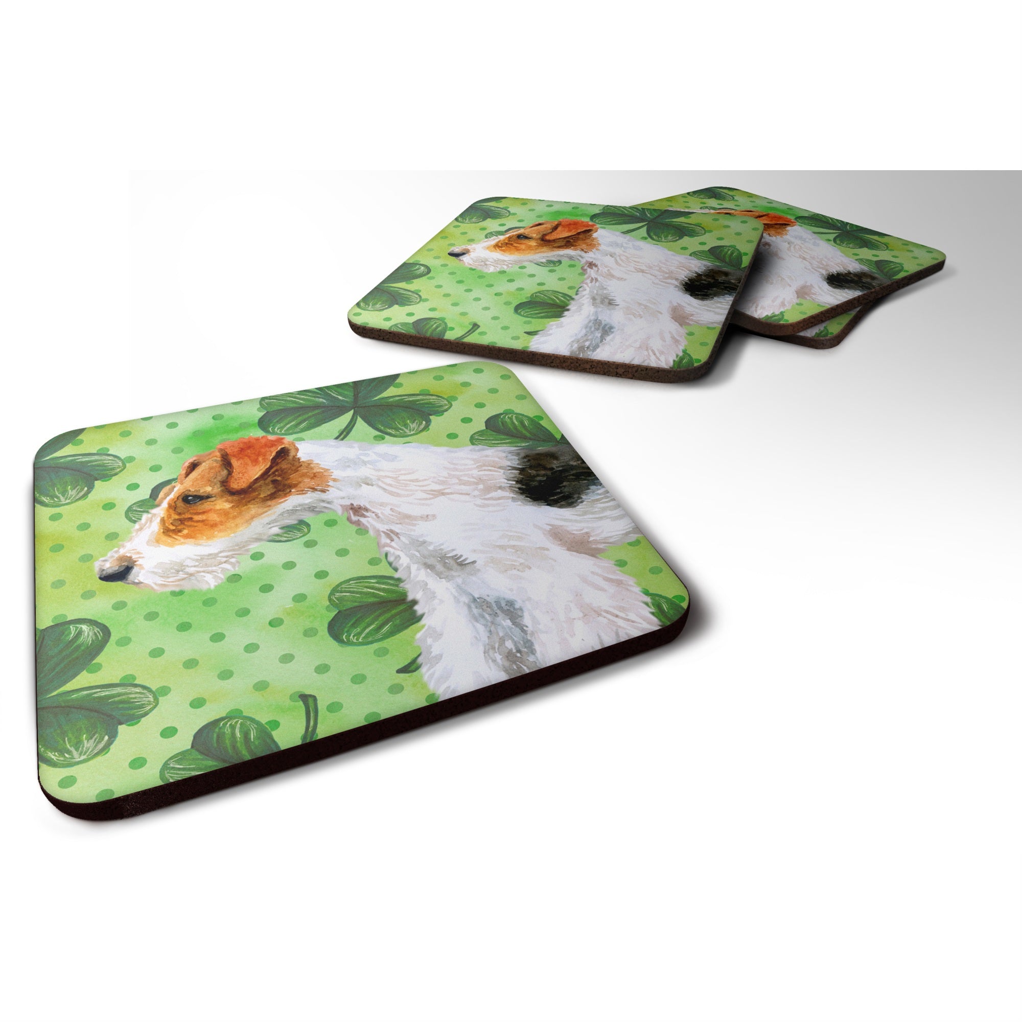 Caroline'S Treasures Fox Terrier St Patrick'S Decorative Coasters, Multicolor