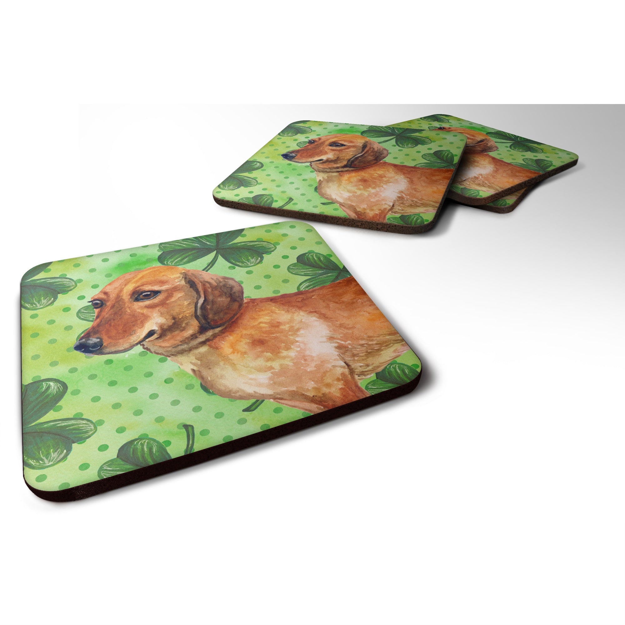 Caroline'S Treasures Dachshund St Patrick'S Decorative Coasters, Multicolor
