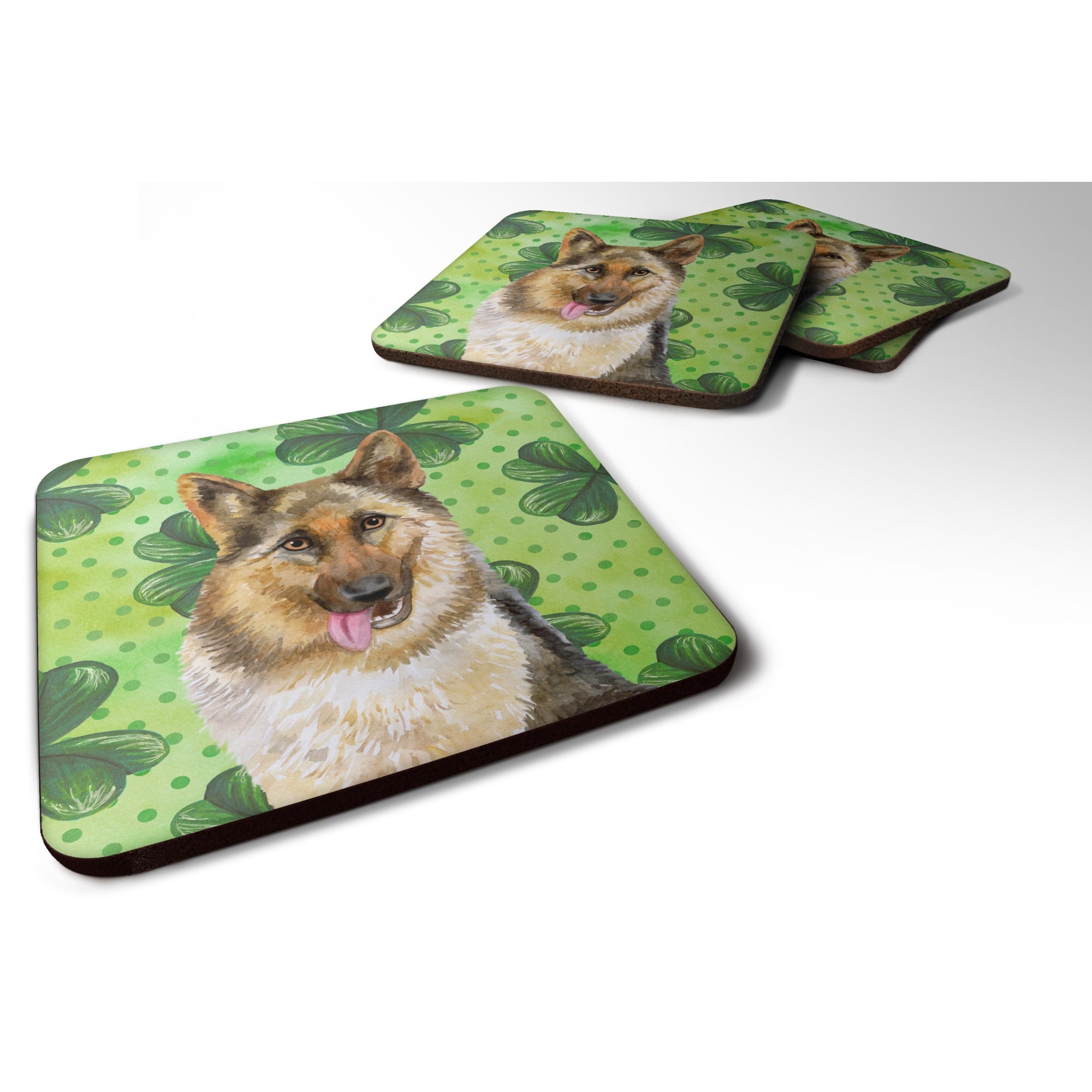 Caroline'S Treasures German Shepherd St Patrick'S Decorative Coasters, Multicolor