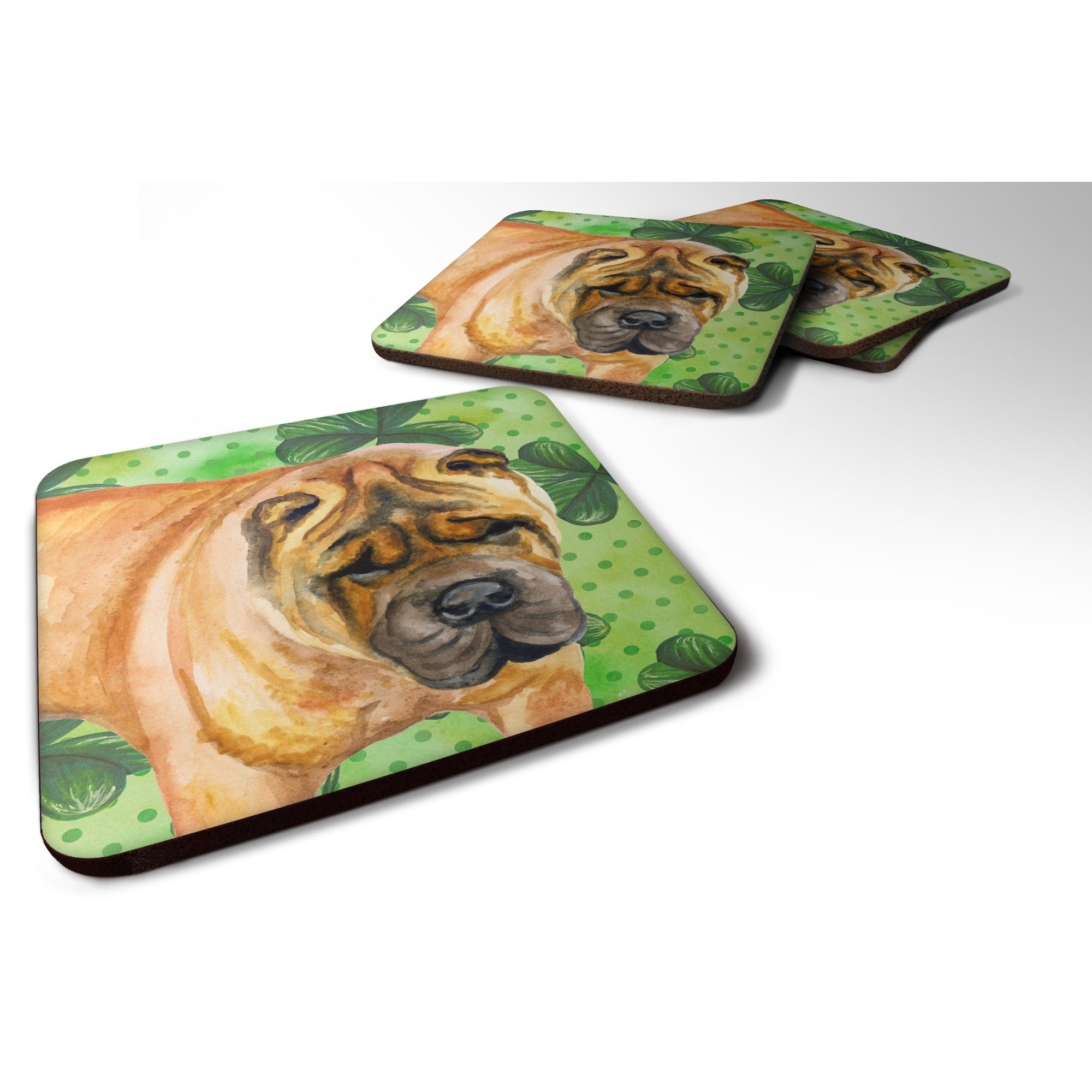 Caroline'S Treasures Shar Pei St Patrick'S Decorative Coasters, Multicolor