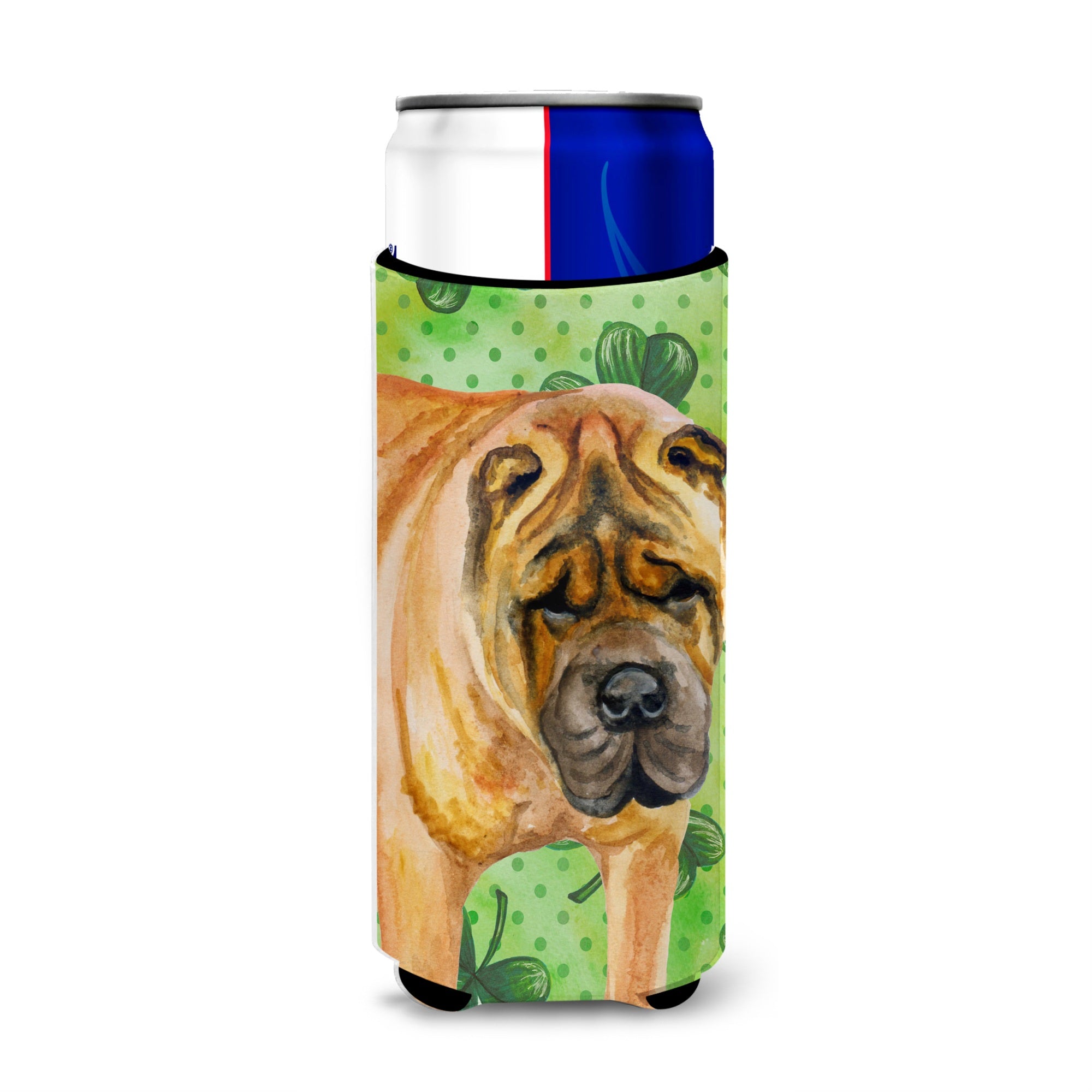 Caroline'S Treasures Shar Pei St Patrick'S Decorative Can Hugger, Slim, Multicolor