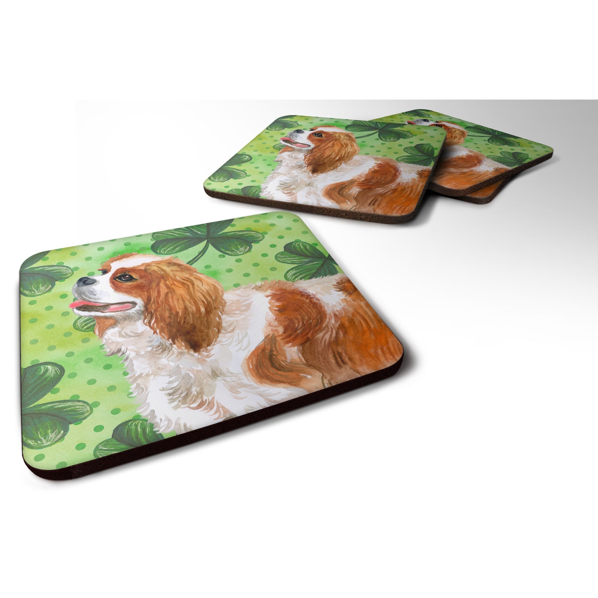 Caroline'S Treasures Cavalier Spaniel St Patrick'S Decorative Coasters, Multicolor