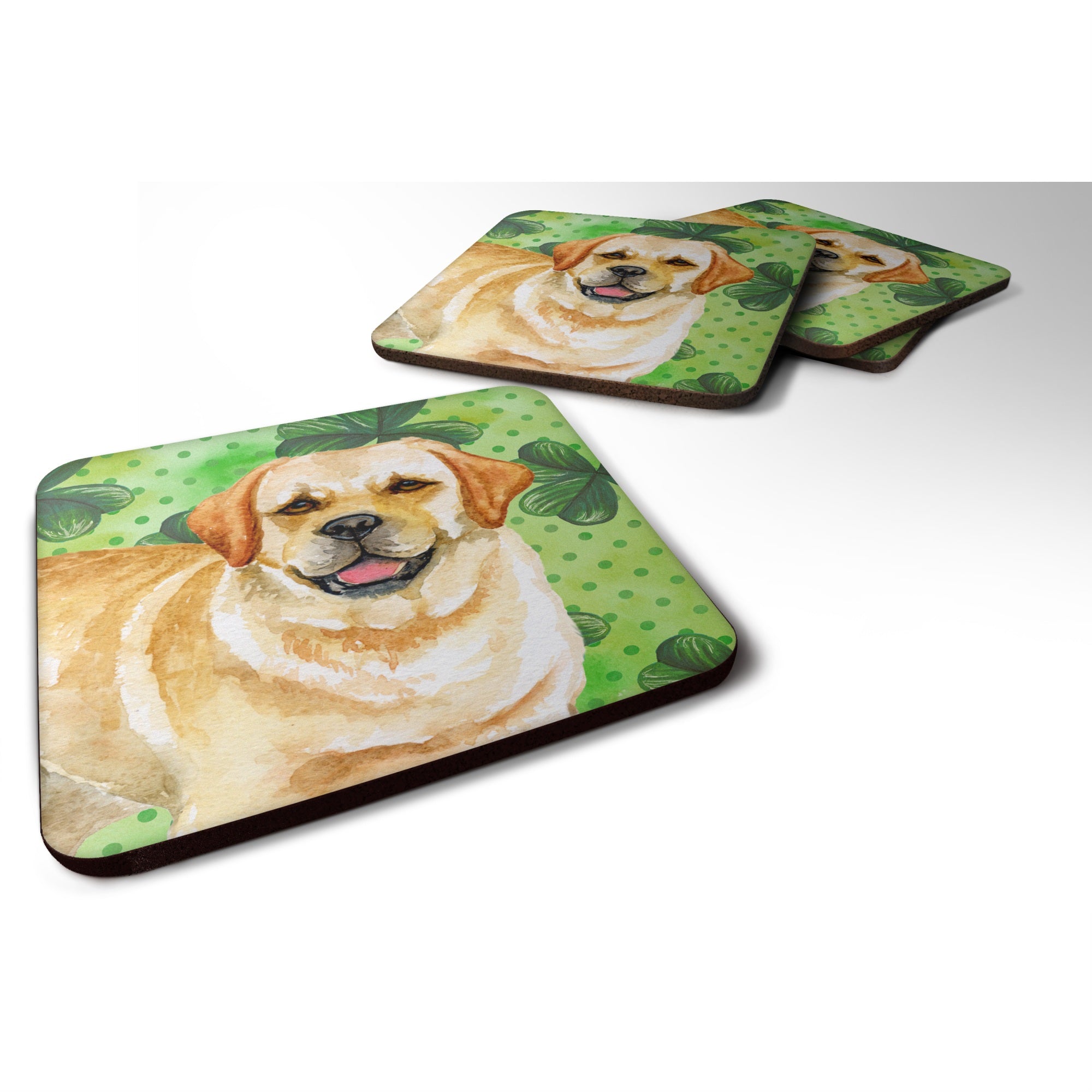 Caroline'S Treasures Golden Retriever St Patrick'S Decorative Coasters, Multicolor