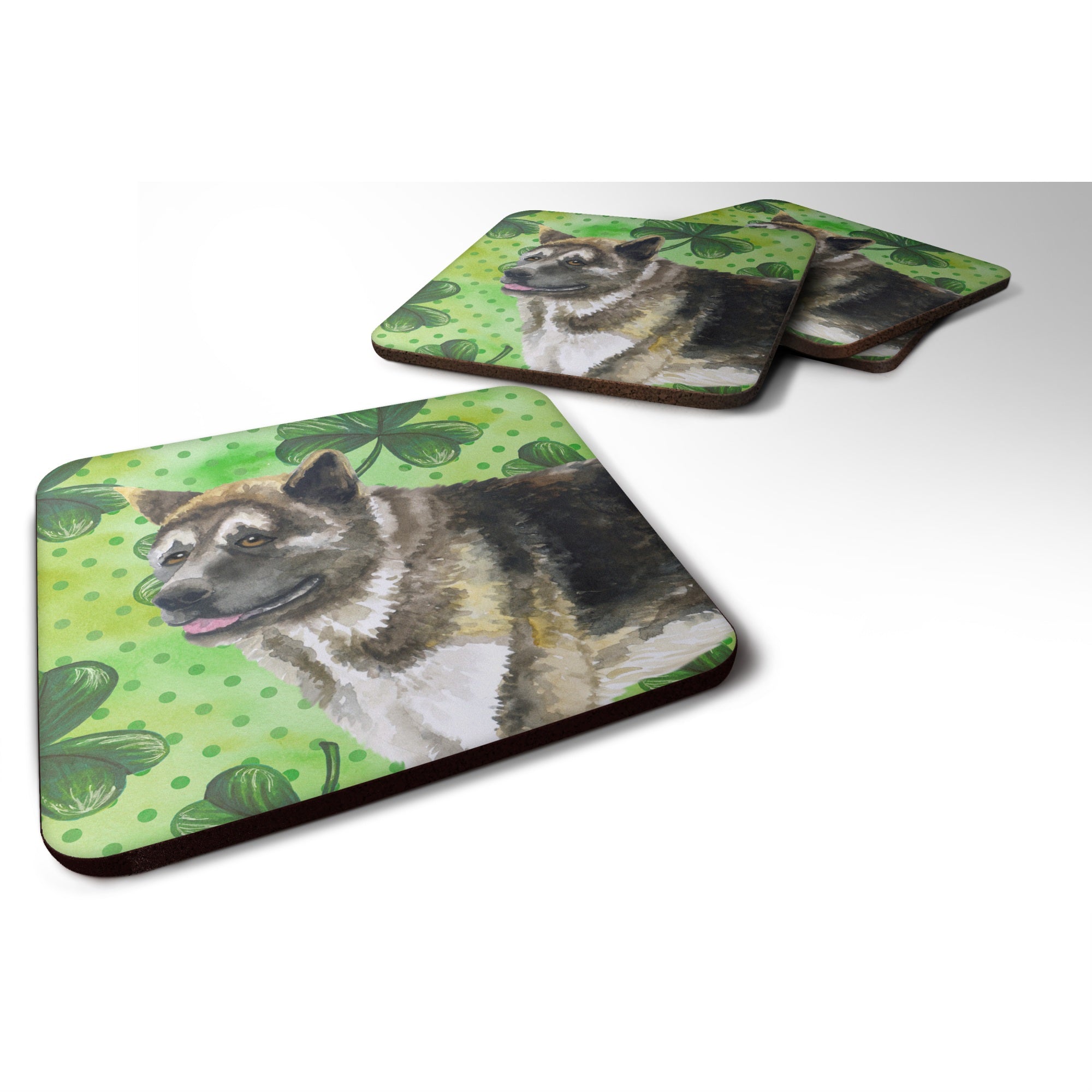 Caroline'S Treasures American Akita St Patrick'S Decorative Coasters, Multicolor