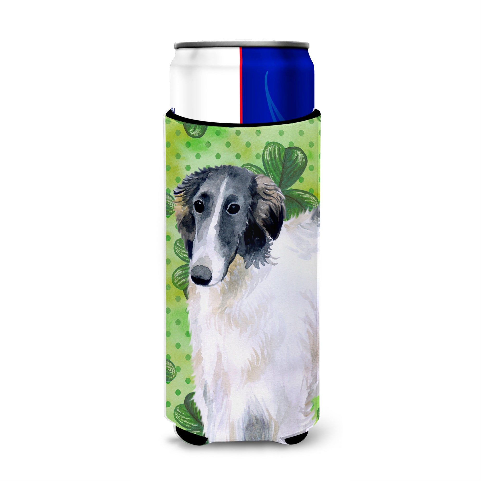 Caroline'S Treasures Borzoi St Patrick'S Decorative Can Hugger, Slim, Multicolor