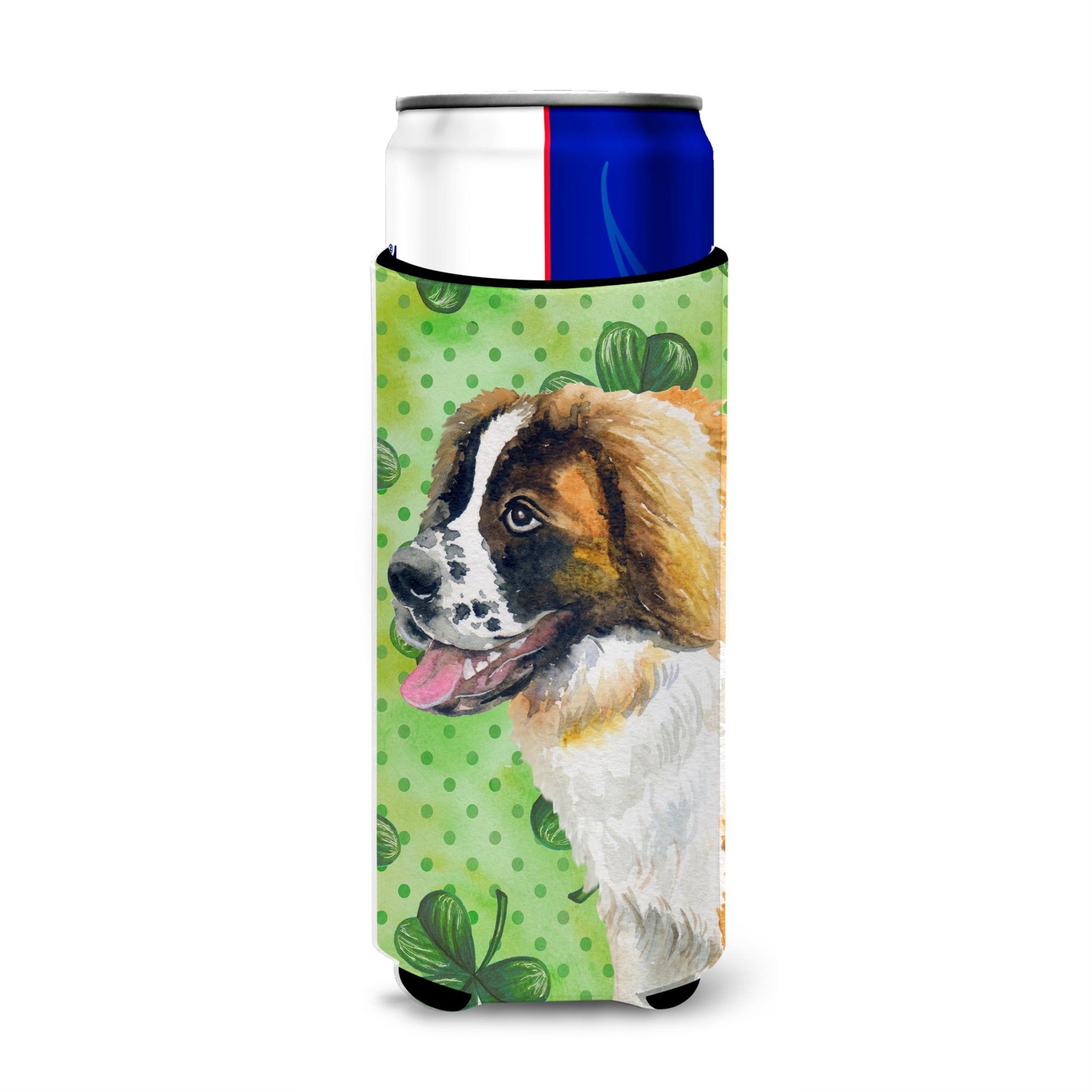 Caroline'S Treasures Saint Bernard St Patrick'S Decorative Can Hugger, Slim, Multicolor