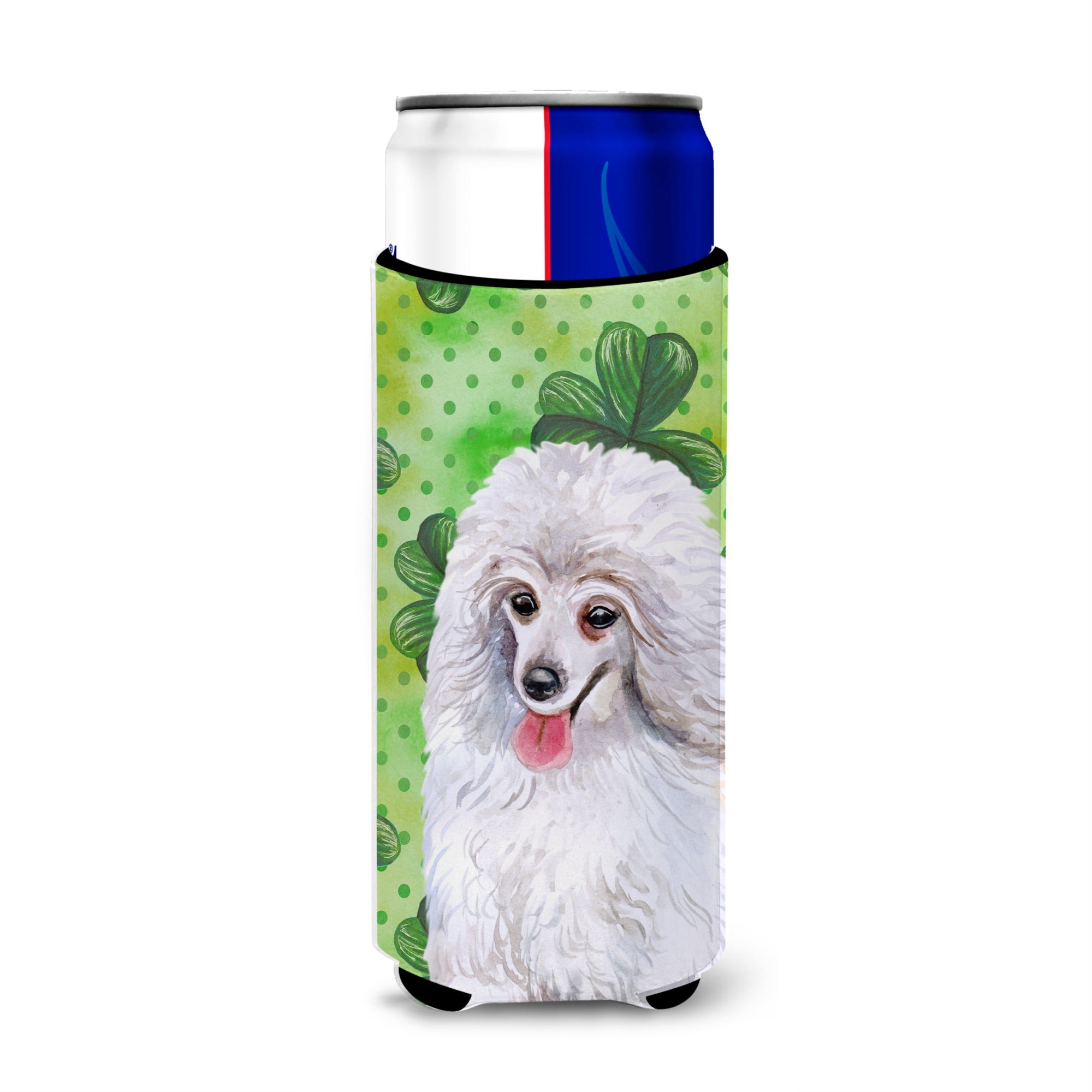 Caroline'S Treasures Medium White Poodle St Patrick'S Decorative Can Hugger, Slim, Multicolor