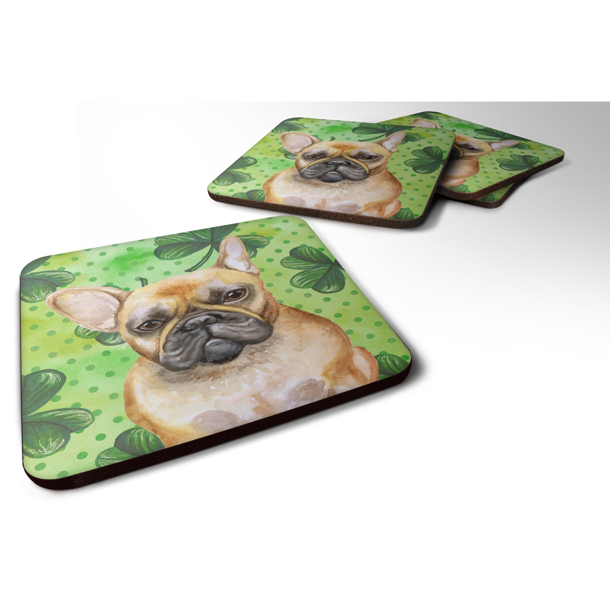 Caroline'S Treasures French Bulldog St Patrick'S Decorative Coasters, Multicolor