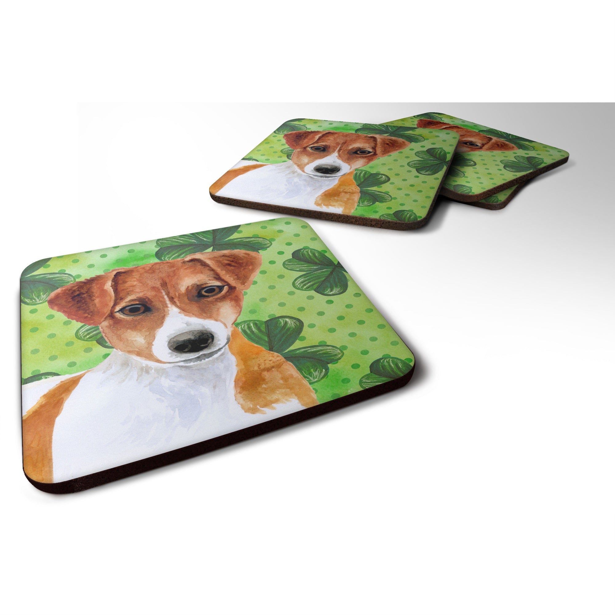 Caroline'S Treasures Jack Russell Terrier St Patrick'S Decorative Coasters, Multicolor
