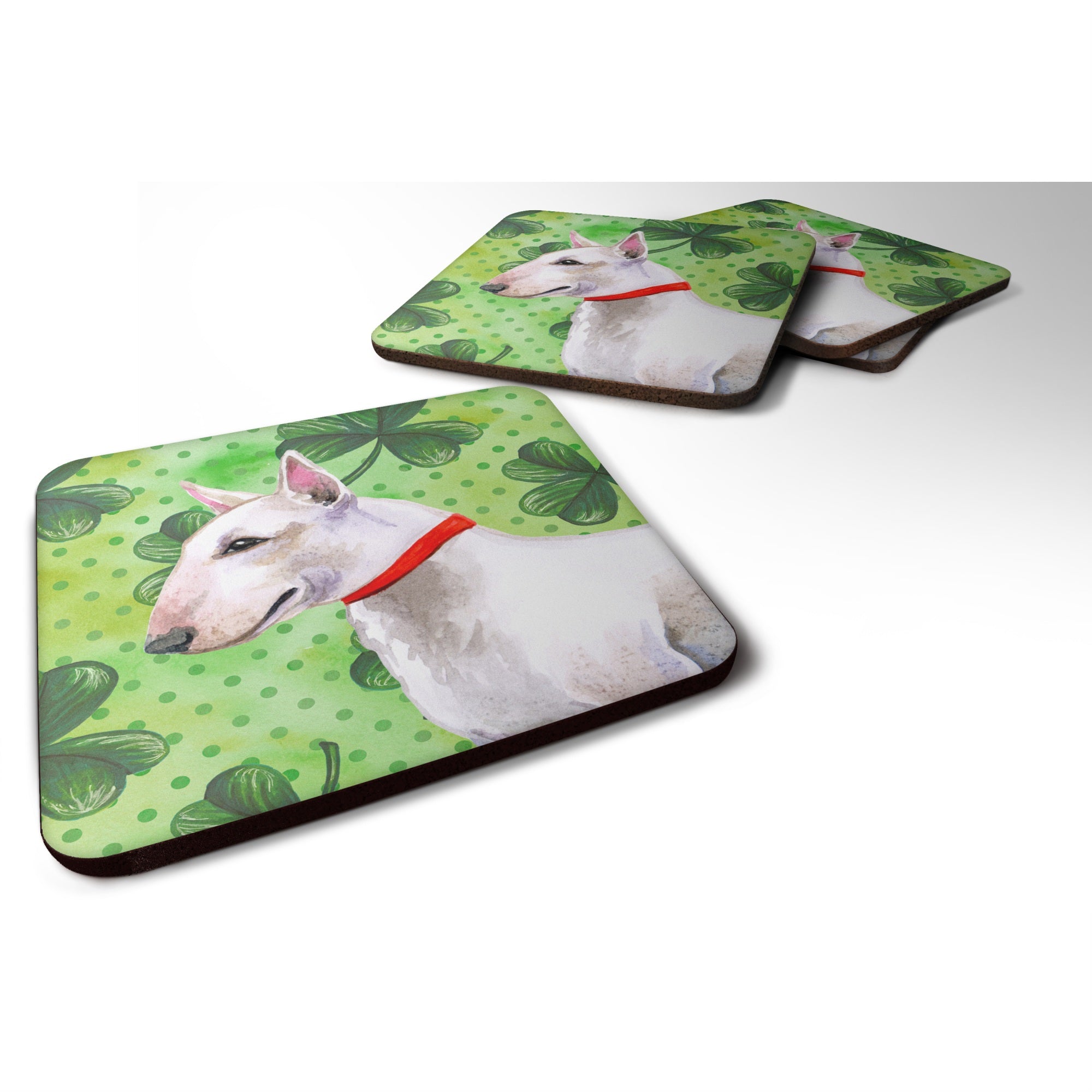 Caroline'S Treasures Bull Terrier St Patrick'S Decorative Coasters, Multicolor