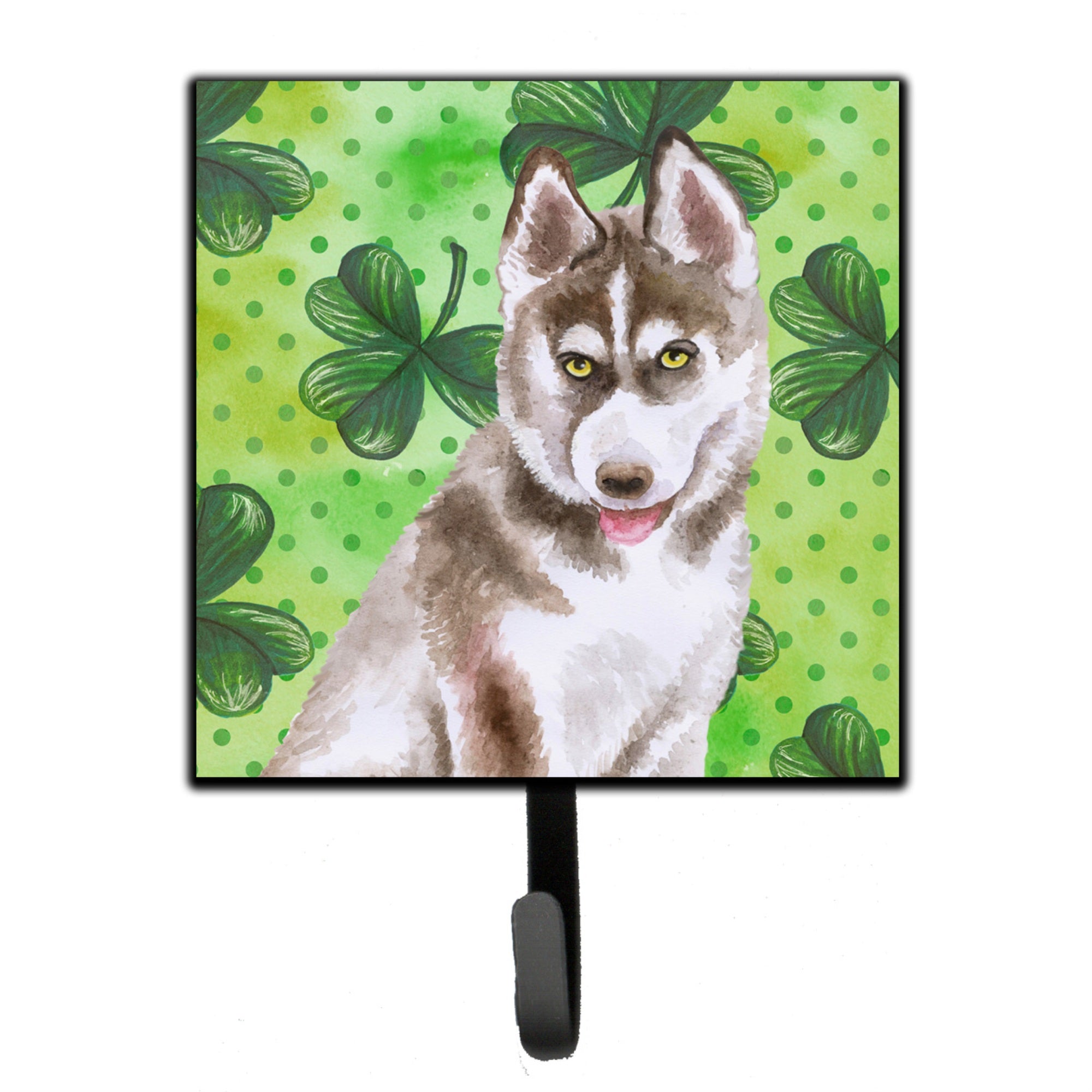 Caroline'S Treasures Siberian Husky Grey St Patrick'S Wall Hook, Small, Multicolor
