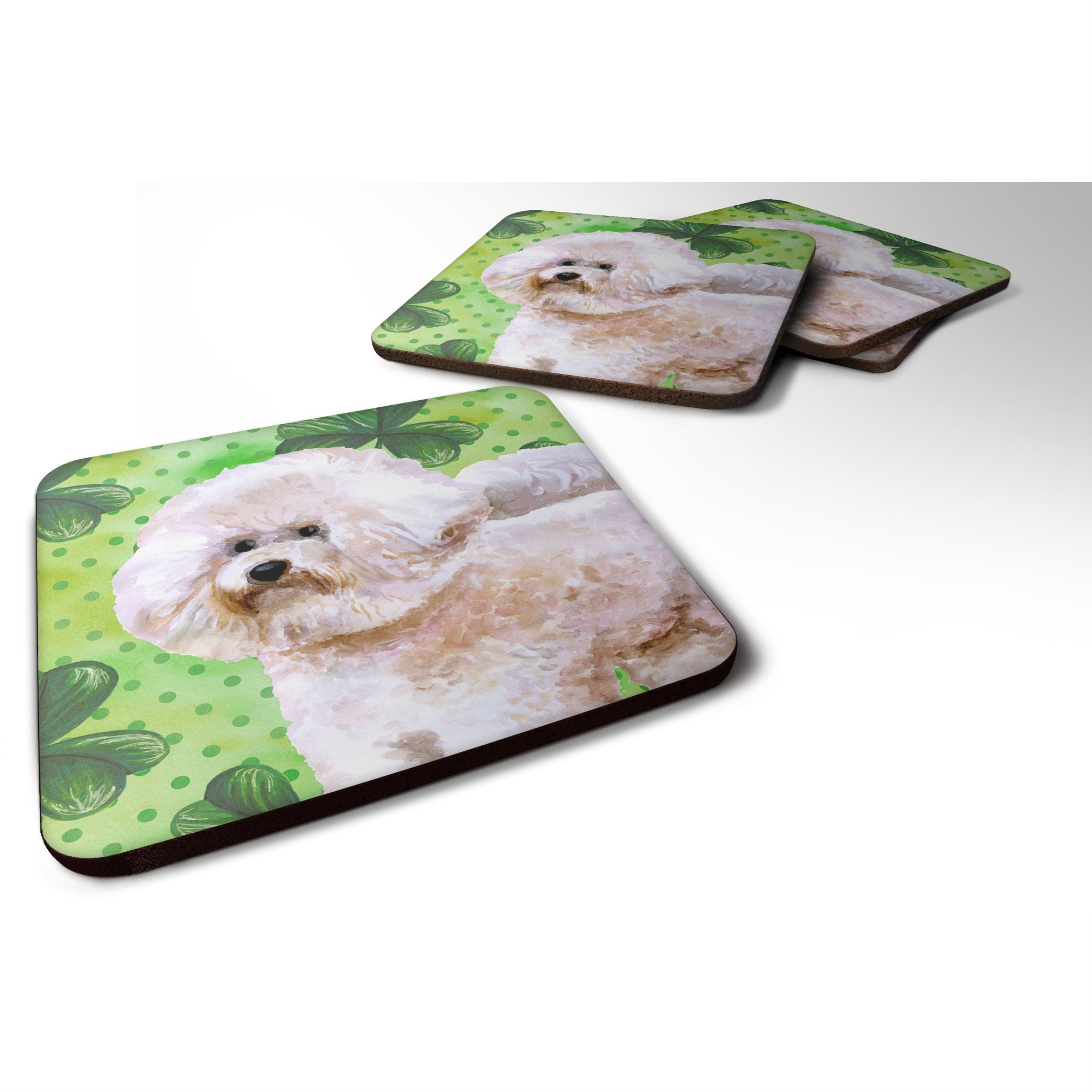 Caroline'S Treasures Bichon Frise #2 St Patrick'S Decorative Coasters, Multicolor